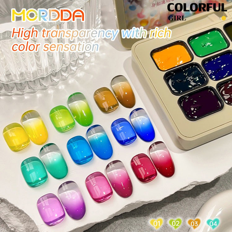 ✨พร้อมส่ง✨สีเจลไซรัป Solid Pat Gel 9-square series ยาทาเล็บ Pat กาว Delicate หนาสูง Saturation Blooming Gradient No-Wash ยาทาเล็บ 9 Grid Series