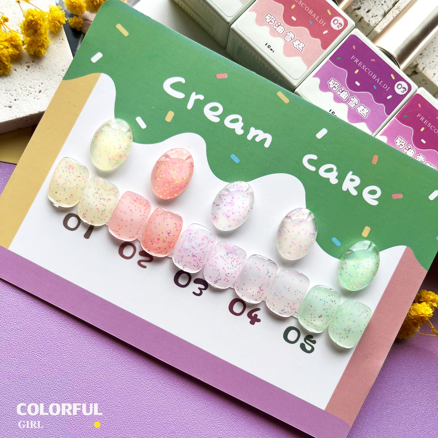 XIAOYING 5 ชุดยาทาเล็บสี เจลกึ่งซึมผ่านได้ยาทาเล็บกาว สีทาเล็บเจล สีเจล10ml 1 กระดาษแข็งเปล่า