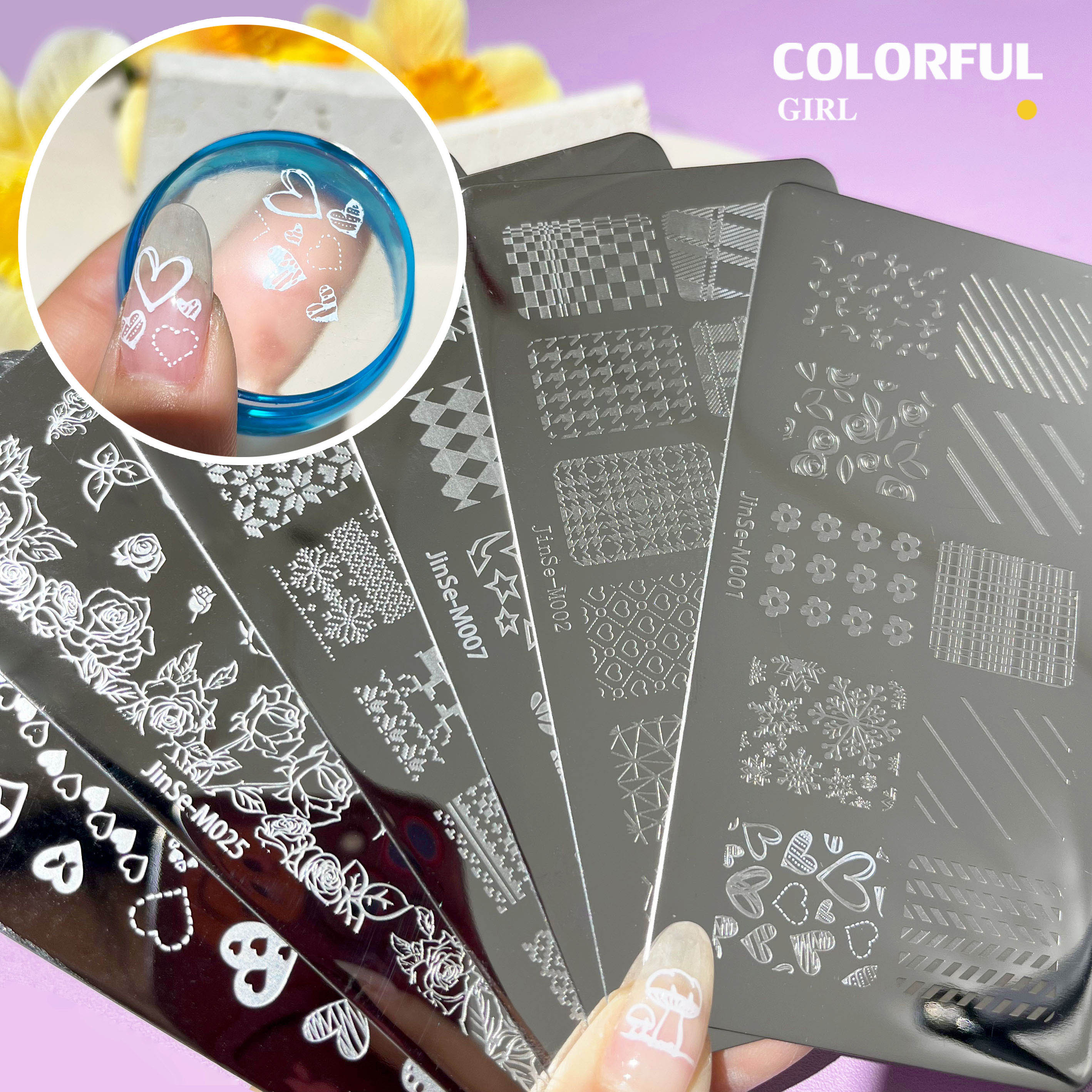 Stamping plate แผ่นปั้มลาย เพ้นท์ลาย ลายฉลุพิมพ์เล็บ ( มีหลายลายให้เลือก )