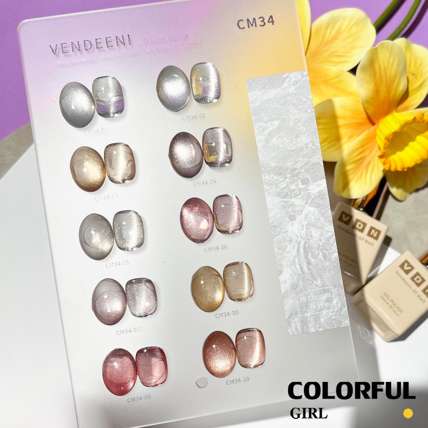 พร้อมส่งในไทย สีเจลแคทอายเนื้อซาติน《 VENDEENI VDN-CM34》10สี สีลูกแก้วแคทอาย สีลูกแก้ว ส่งไว! Ice Peach 10 สี แถม ชาร์ทสี✨
