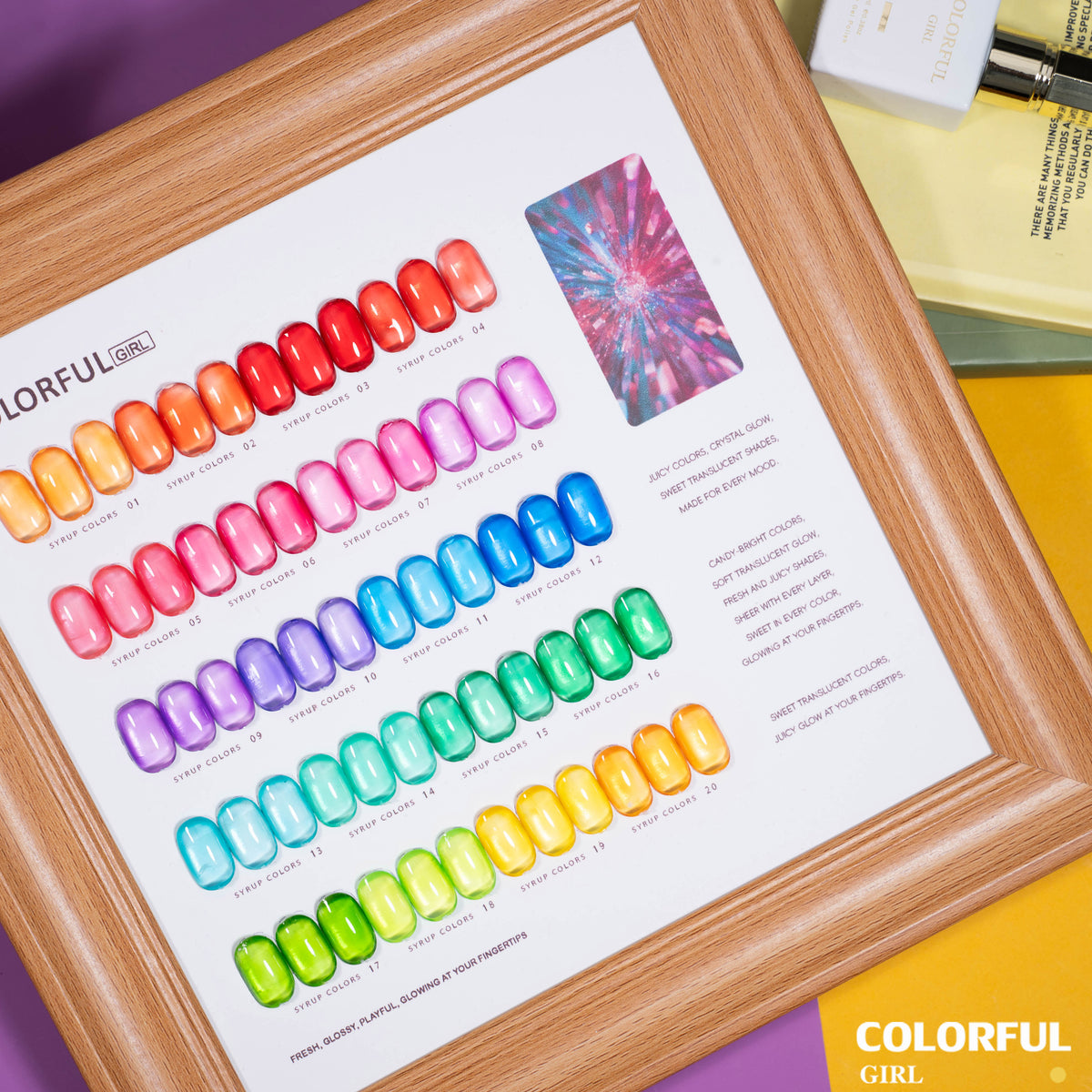 【พร้อมส่ง】สีเจลไซรัป 20 สี COLORFUL GIRL (COLORFUL GIRL)สีลูกกวาด โทนสีสะอาด ดูสบายตา (พร้อมใช้งาน) ✨