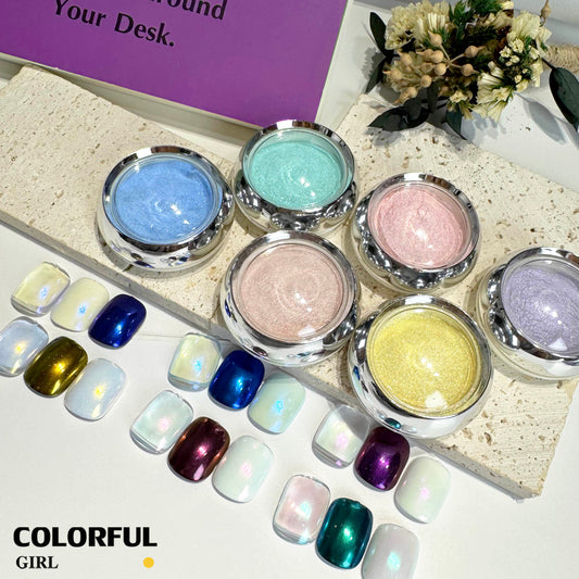 【พร้อมส่ง】6 สี Aurora ผงขัดออโรร่า 6 ตลับ ผงขัดเล็บ สีโฮโรแกรม สีแต่งเล็บ ผงมุก ผงกระจก นีออน  6 ขวด/ชุด 💅🏻แถมแปรงขัด