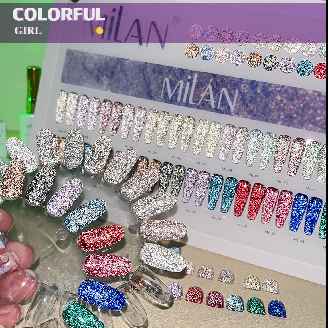 【พร้อมส่ง】milan สีเจลแฟลช 24 สี (milan )สีเจลทาเล็บ สี แถม ชาร์ทสี ยาทาเล็บเจล