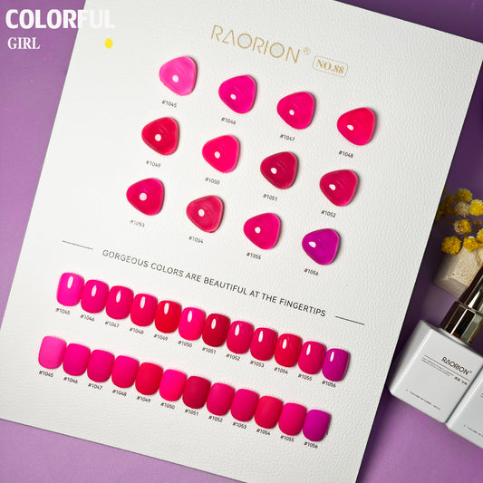 【พร้อมส่ง】 สีทาเล็บเจล RARION12 สี( RARION) สีเจล สีเจลสีพื้น 12สีชุดเจลสีชมพู  แถม ชาร์ทสี