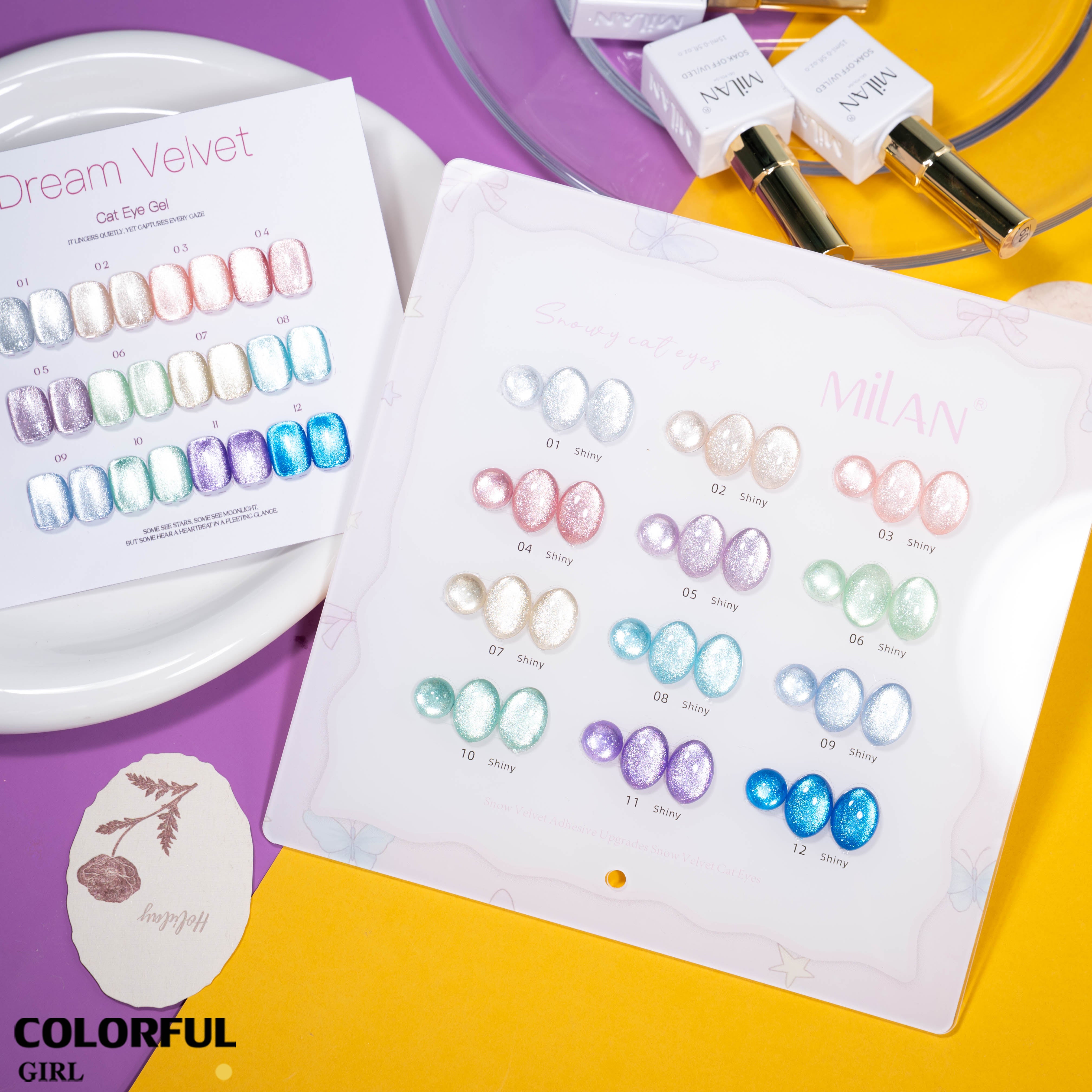 MILAN สีเจลแคทอาย 40 สี|ลุคแก้วมุกฉ่ำวาว|โทนสีมาคารองละมุน|เอฟเฟกต์แสงวิบวับเหมือนแสงดาว |เนื้อซาตินหรูหรา ดูมีมิติทุกมุม ✨