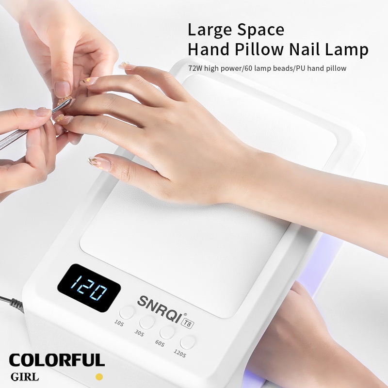 SNRQI/T8 เครื่องอบเล็บ กำลังไฟสูง 72W พื้นที่กว้าง อบได้สองมือ | อบแห้งเร็ว สม่ำเสมอ · หลอดไฟ 60 ดวง · ระบบเซนเซอร์อัจฉริยะ มีเบาะรองมือ เครื่องไม่ทำให้มือดำ สีแห้งไว