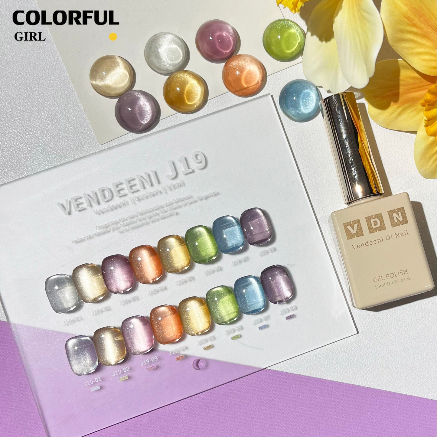 พร้อมส่งในไทยสีเจลแคทอายเนื้อซาติน สีเจลทาเล็บแคทอาย《 VENDEENI VDN-J19》8สี สีลูกแก้วแคทอาย สีลูกแก้ว ส่งไว! แถม ชาร์ทสี✨