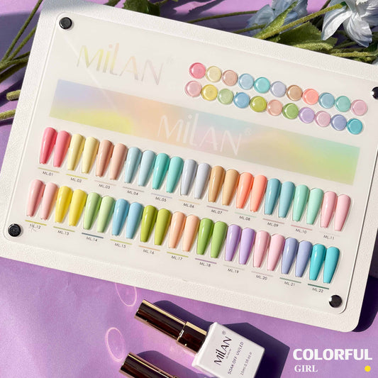 【พร้อมส่ง】 สีทาเล็บเจล (MILAN 22สี) สีเจล Macaron 22สี Macaron+แถมชาทสีฟร