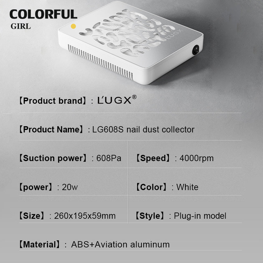 LUGX(LG608S) ✅ ของเเท้100% ✅ เครื่องดูดฝุ่นเล็บ LUGXพลังดูด608Pa ดูดเเรง เเต่เสียงเบา nail dust collector