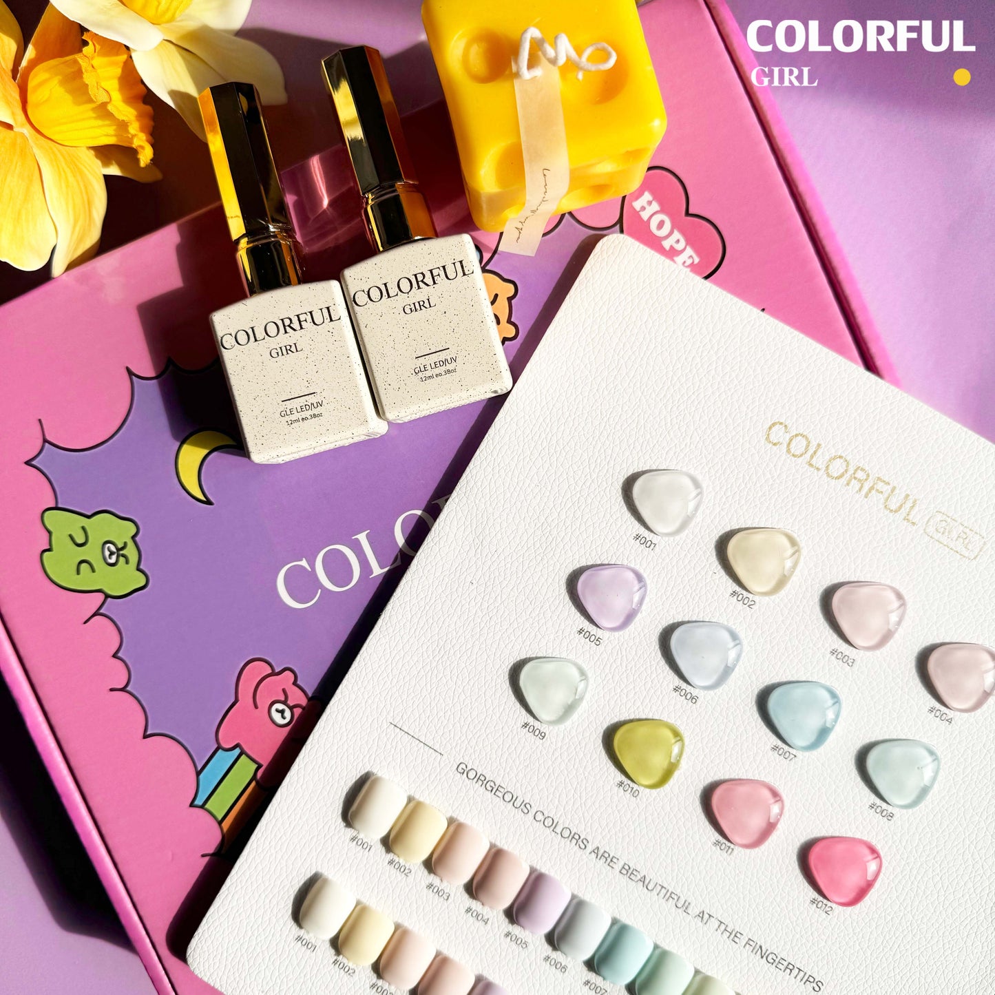 【พร้อมส่ง】 สีทาเล็บเจล Colorful girl สี ( Colorful girl) สีเจล Macaron 12สี Macaron+แถมชาทสีฟร