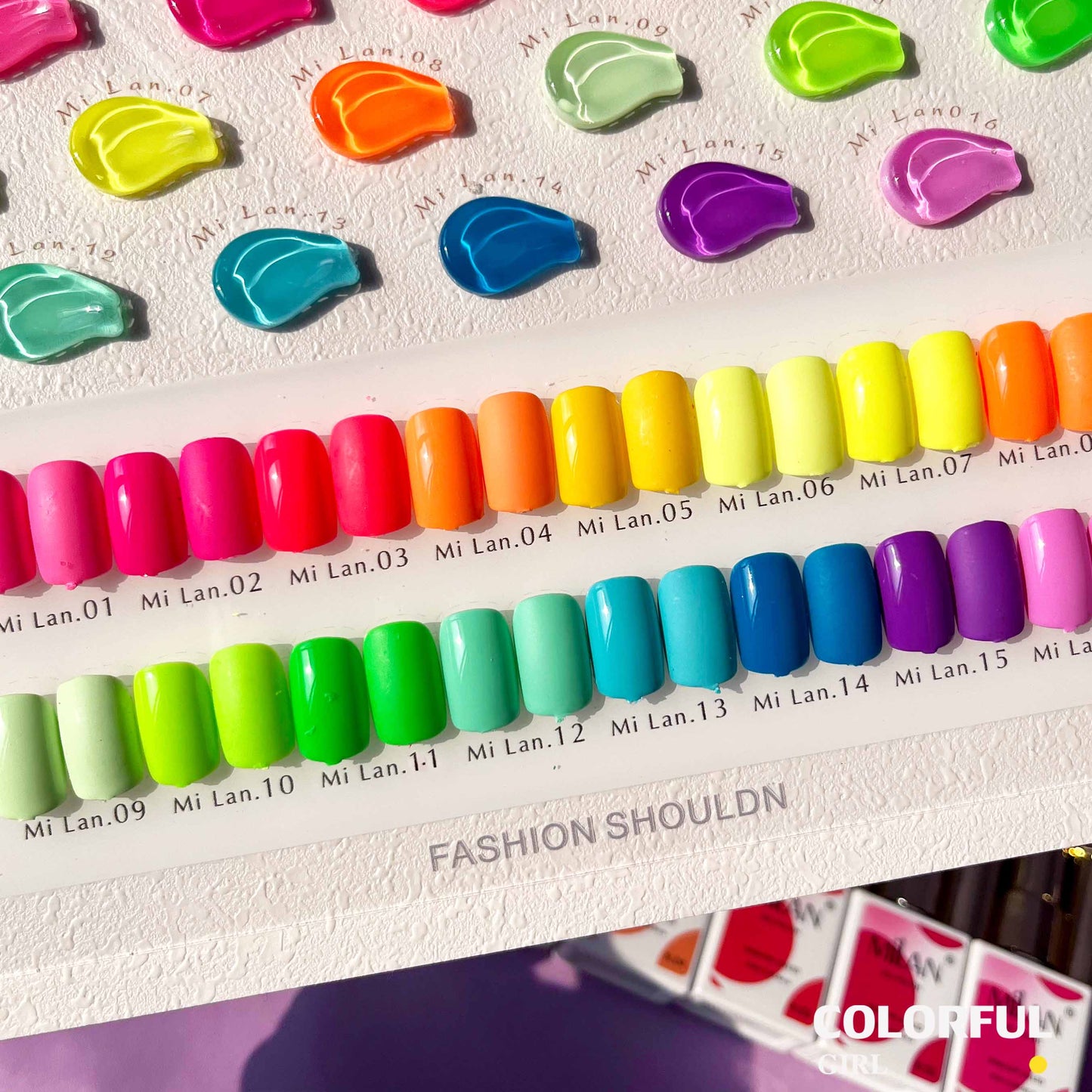 【พร้อมส่ง】 สีทาเล็บเจล (MILAN 16สี) สีเจล นีออน16สี แถมชาทสีฟร +แถมชาทสีฟร