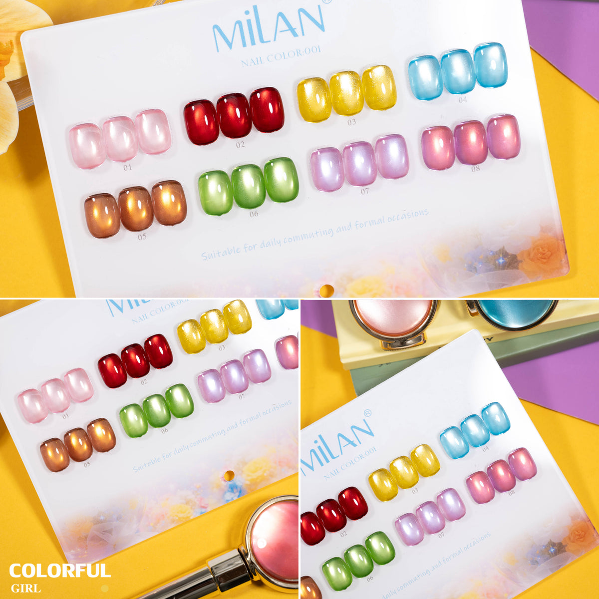 เจลเล็บ MILAN Cat Eye 8 สี สีเจลแคทอาย |โทนสุภาพ หวานละมุน | เจลแม่เหล็กตาแมว | สีชัด ติดทนนาน สำหรับงานเล็บมืออาชีพ | สร้างเอฟเฟกต์แสงได้ทันที (ทามาให้แล้ว พร้อมใช้งาน)สีเจลแคทอาย