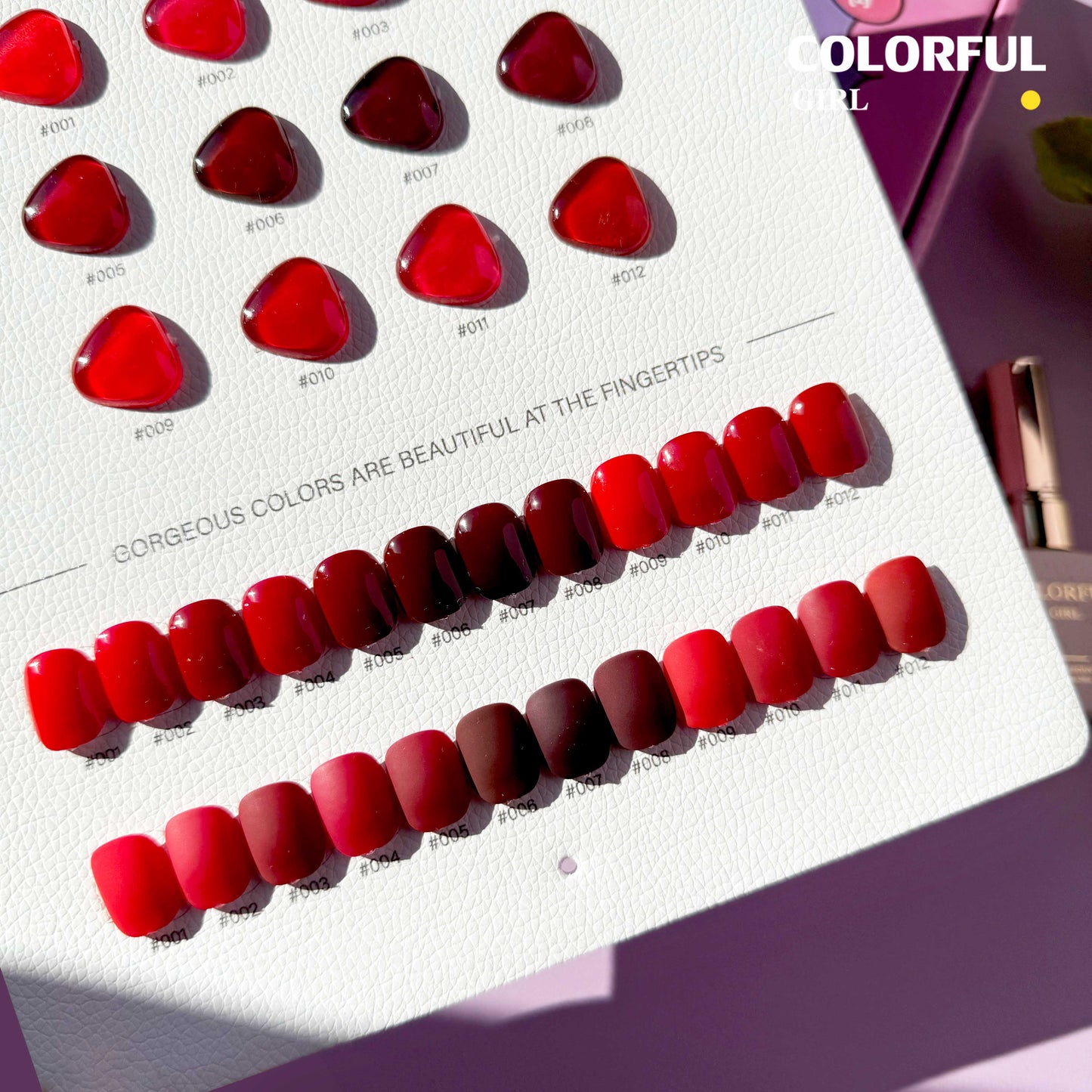 【พร้อมส่ง】 สีทาเล็บเจล Colorful Girl สี( Colorful Girl) สีเจล สีเจลสีพื้น 12สีชุดเจลสีแดง แถมชาร์ทสี