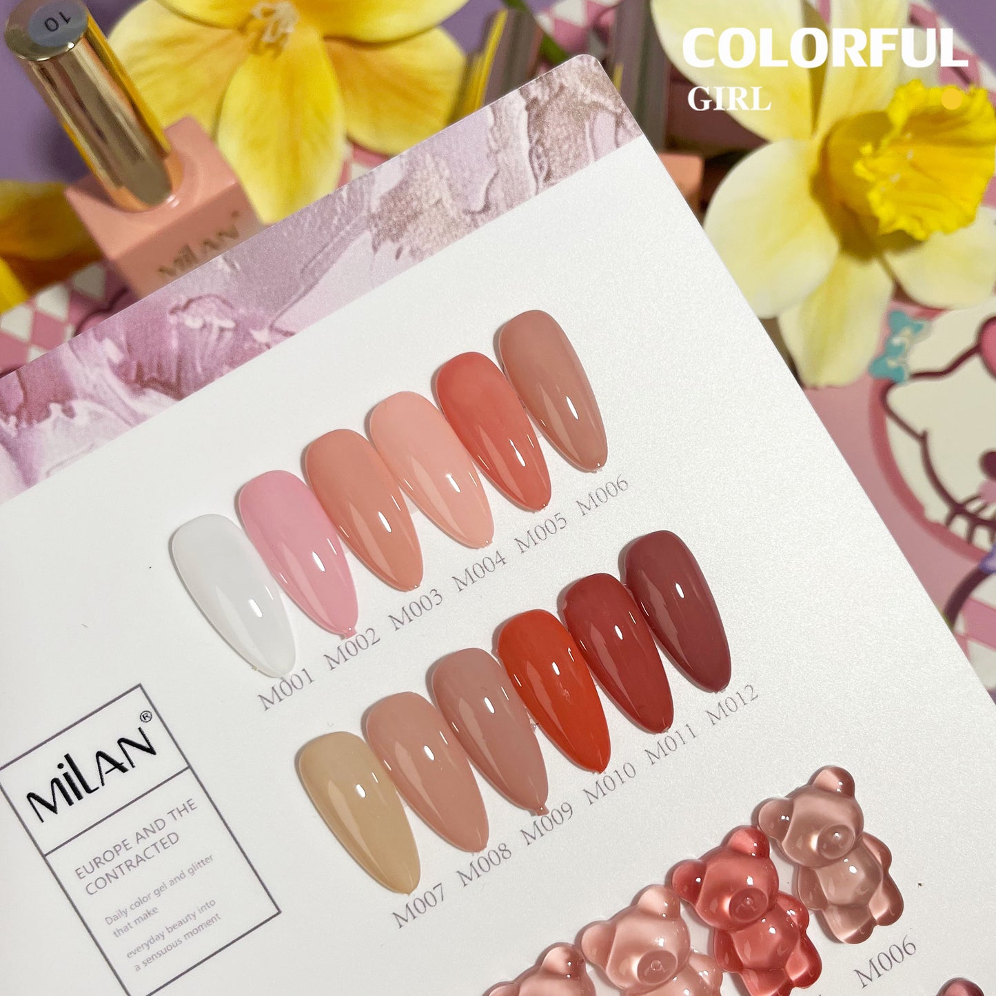 ✨พร้อมส่ง🇹🇭✨สีเจลไซรัปรุ่นใหม่ MILAN 12 สี สีเจลไซรัป โทนชมพู Ice Peach 12 สี แถม ชาร์ทสี สีเจลไซรัปIce Peach