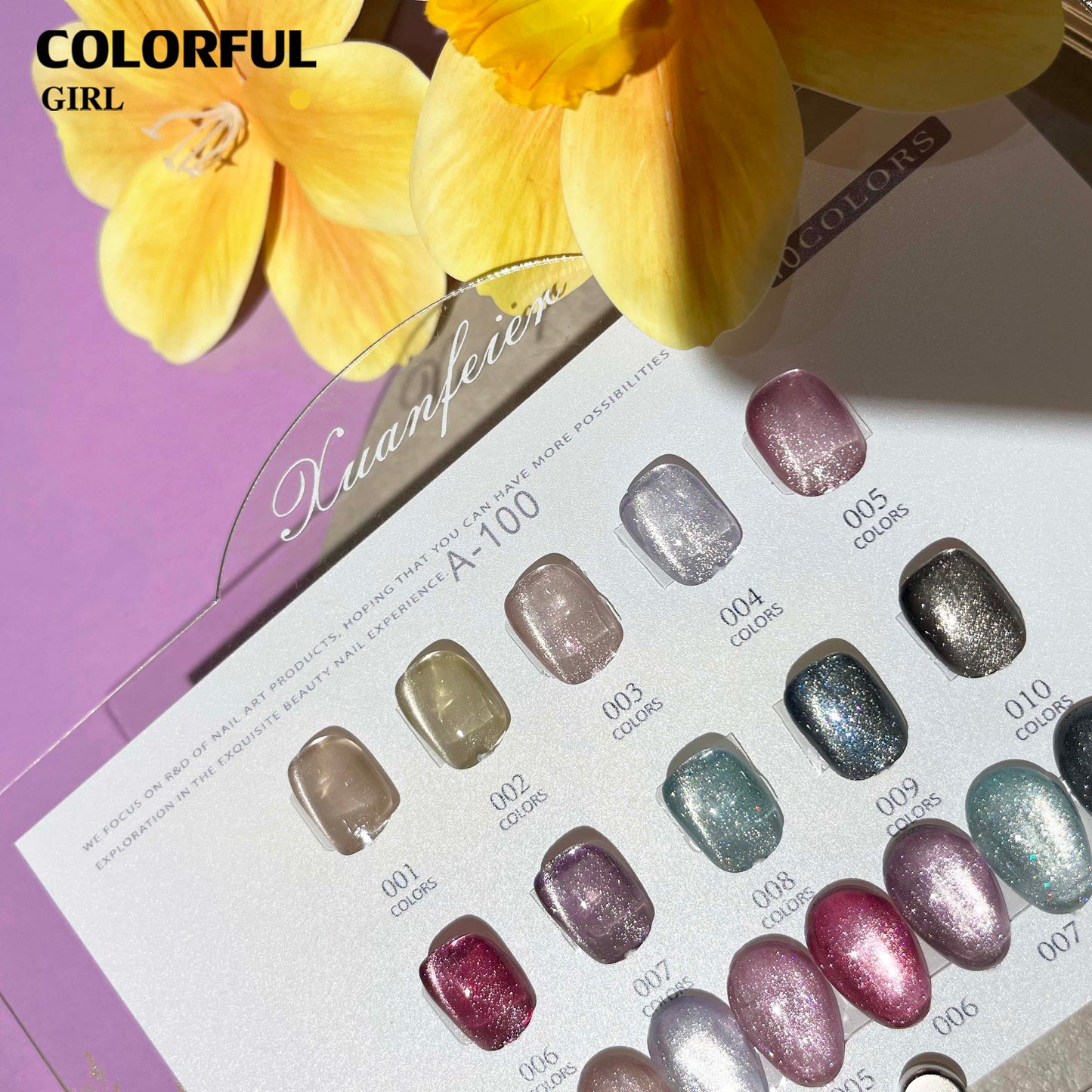 【พร้อมส่ง】Xuanfeier10สี XFE-A100 สีเจลแคทอาย สีลูกแก้ว ฟรีชาร์ทสี Cat eye แม่เหล็ก เอฟเฟกต์มันเงามาก