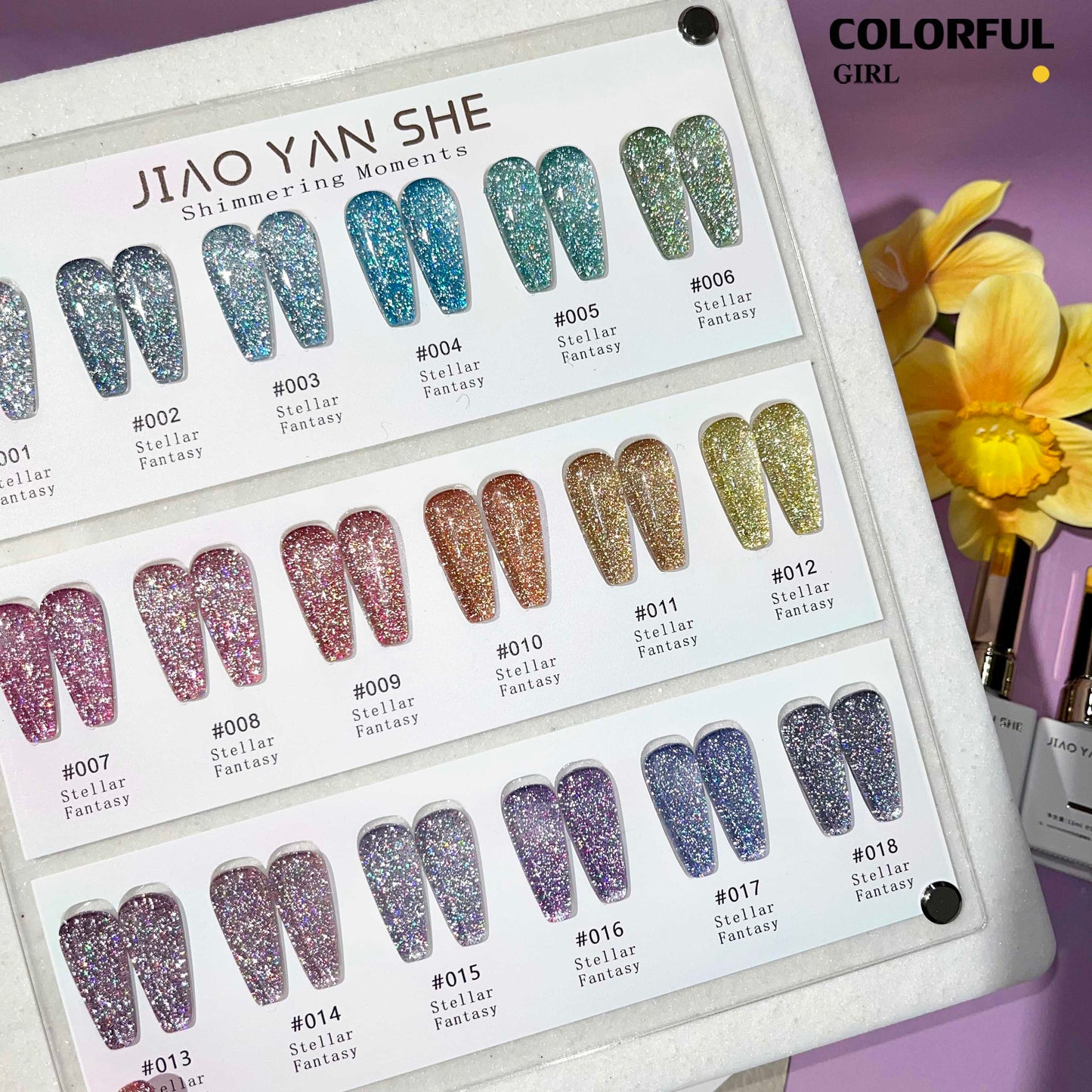 【พร้อมส่ง】JIAOYANSHE สีเจลแฟลช 18สี สีทาเล็บเจล 18สี สีเจลกลิซเตอร์ 18สี(JIAOYANSHE) สีเจล18สี สีเจลแฟลช แถม ชาร์ทสี (แถม ชาร์ทสี ทามาให้แล้ว)