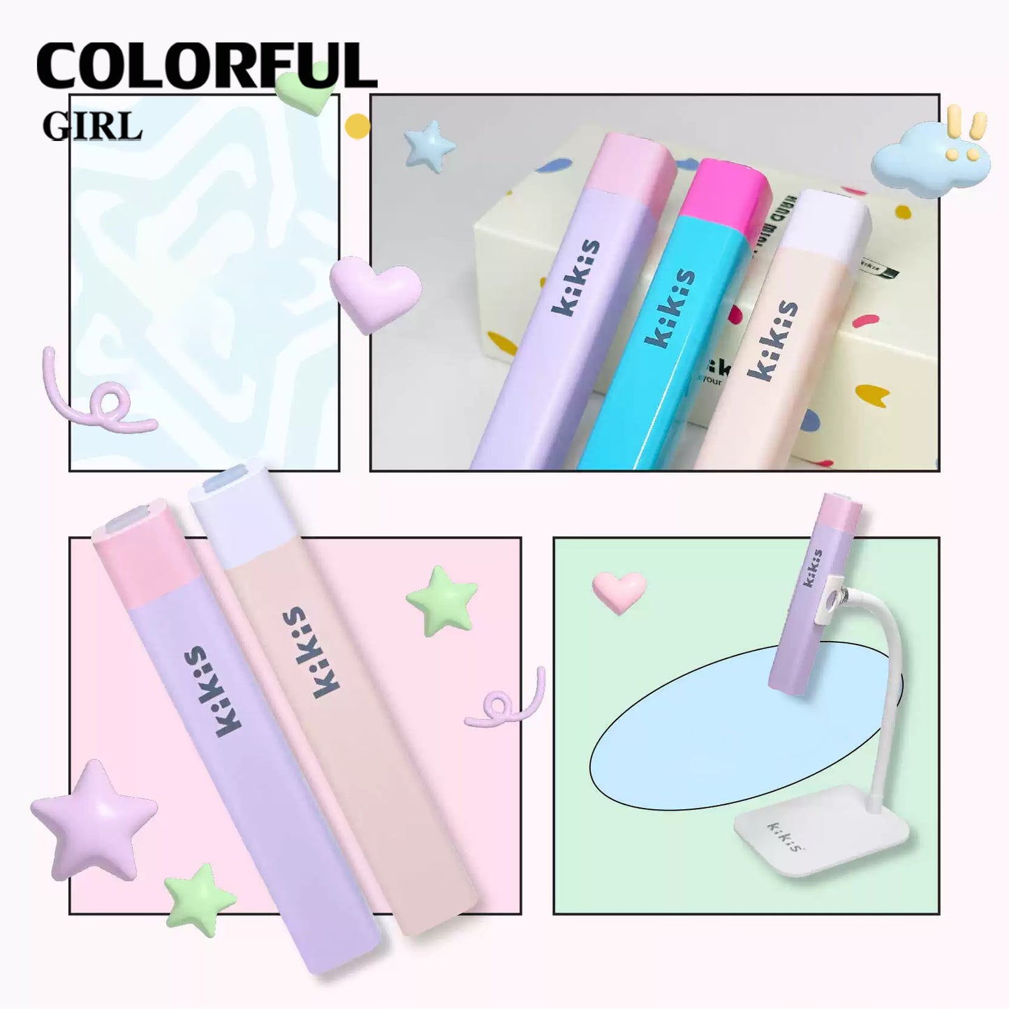 【พร้อมส่ง】500mAh ทุกสีไฟฉายอบเล็บ kikis แยกขาย ขาตั้ง / ไฟฉายอบเล็บ สี แบบพกพา 3w. ล็อกอะไหล่ ชาร์จไฟได้ สามารถใช้สำหรับอบเจลล็อคสี