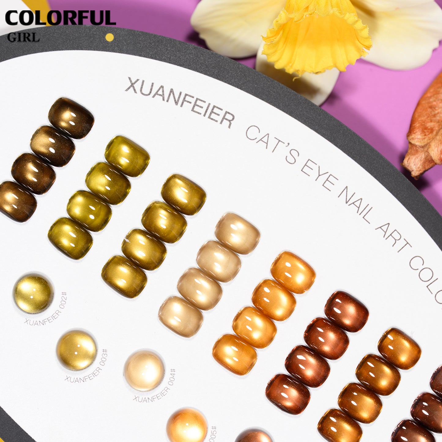 XUANFEIER 8สี สีเจลแคทอายเนื้อซาติน Cat Eye Amber Glow โทนอำพัน|ฟรีชาร์ทสี