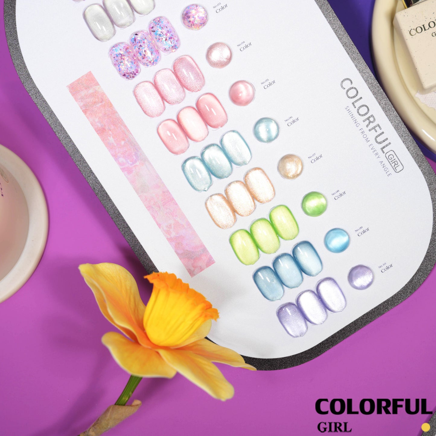 COLORFUL GIRL Dewy Glow Cat Eye 10 สี ✨ ฟีลน้ำใสวิ้งวาวแบบฝัน|สีเจลแคทอาย + สีเจลกลิซเตอร์ |โทนสีหวานละมุน สไตล์สาวน่ารัก 💖 (ทามาให้แล้ว พร้อมใช้งาน)