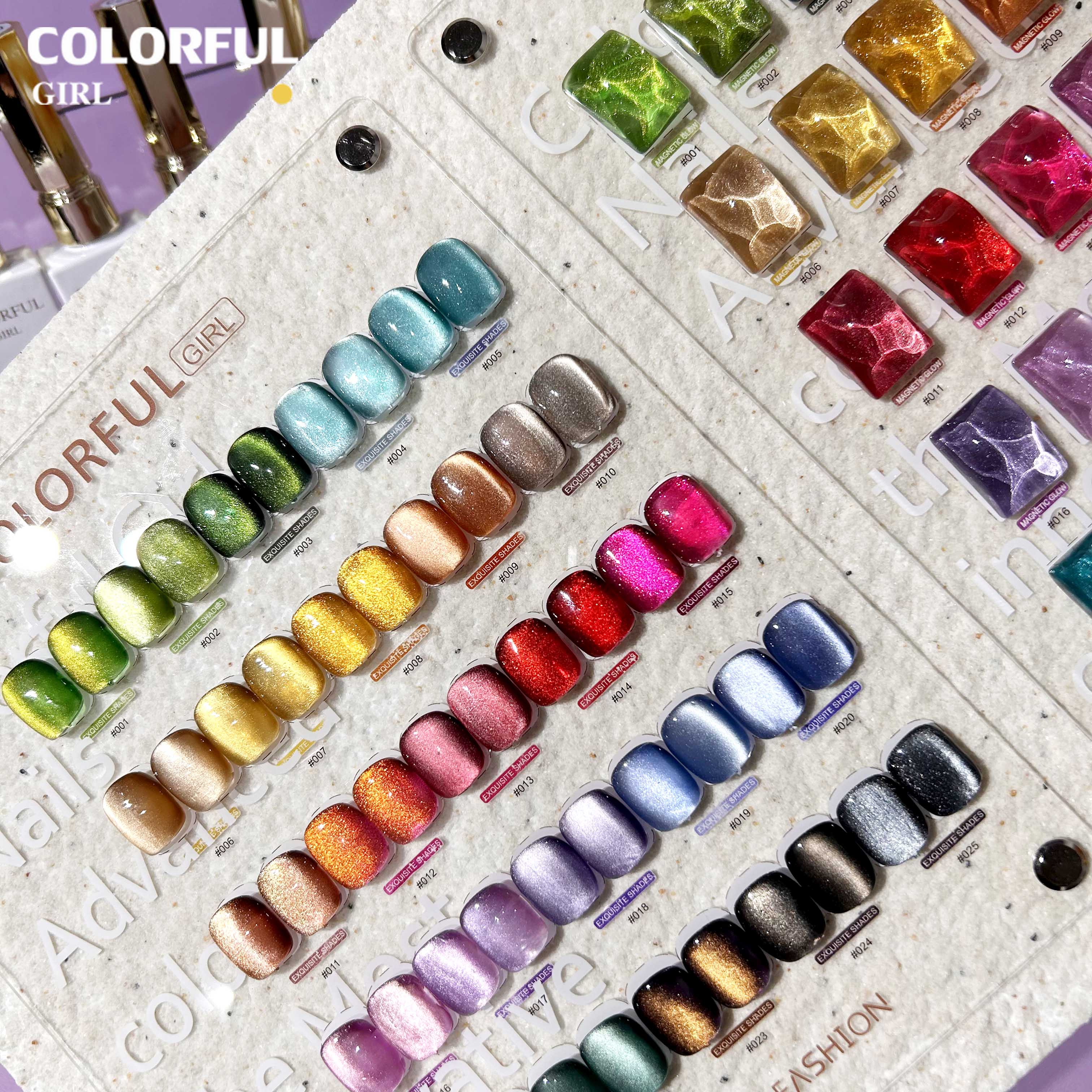 COLORFUL GIRL 25 สี สีเจลแคทอายเนื้อซาติน+สีเจลแคทอาย ฟรีชาร์ทสีสุดพรีเมียม
