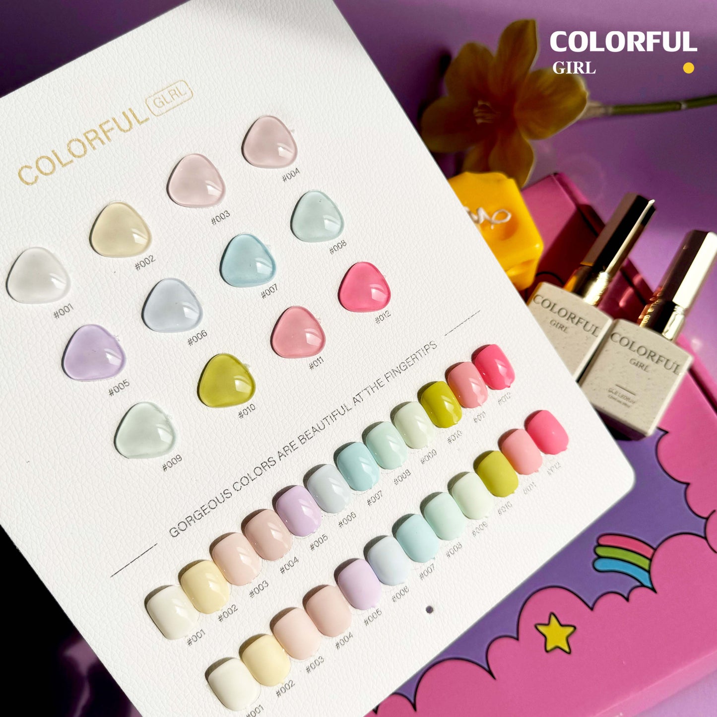【พร้อมส่ง】 สีทาเล็บเจล Colorful girl สี ( Colorful girl) สีเจล Macaron 12สี Macaron+แถมชาทสีฟร