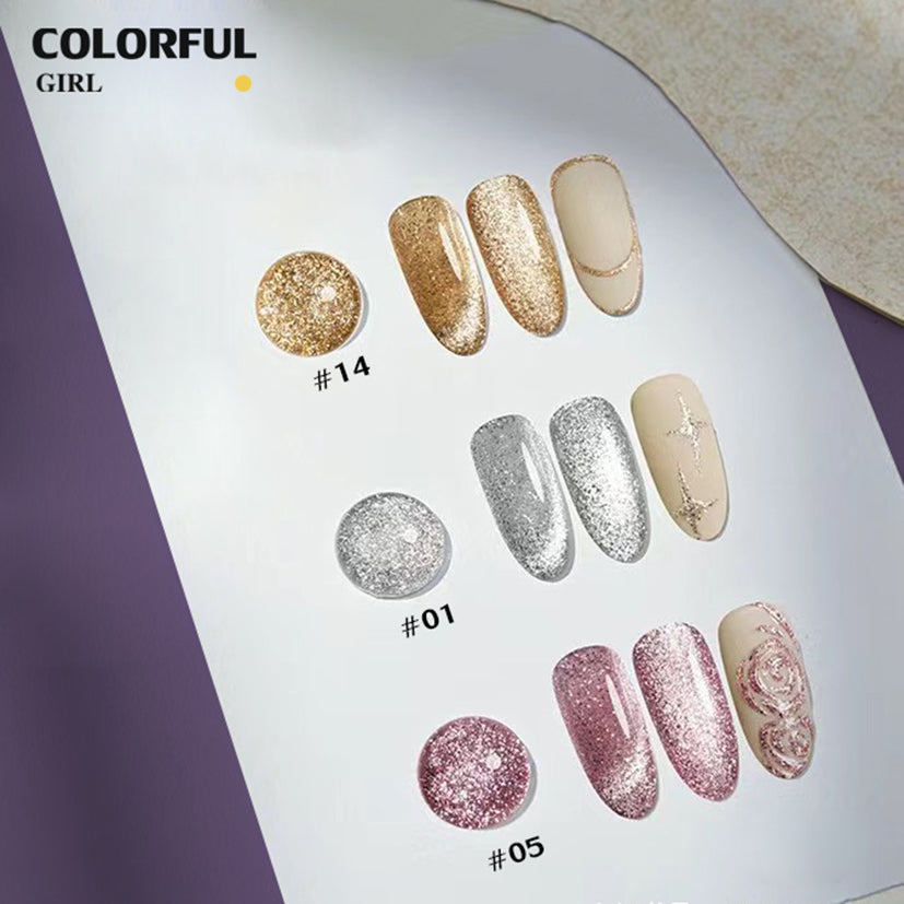 【พร้อมส่ง】PLATINUM CAT'S EYE GLUE   JYS 15สี (JIAO YAN SHE) สีเจลแคทอาย แพลตติมันแฟลช / สีลูกแก้ว   แม่เหล็ก เอฟเฟกต์มันเงามาก