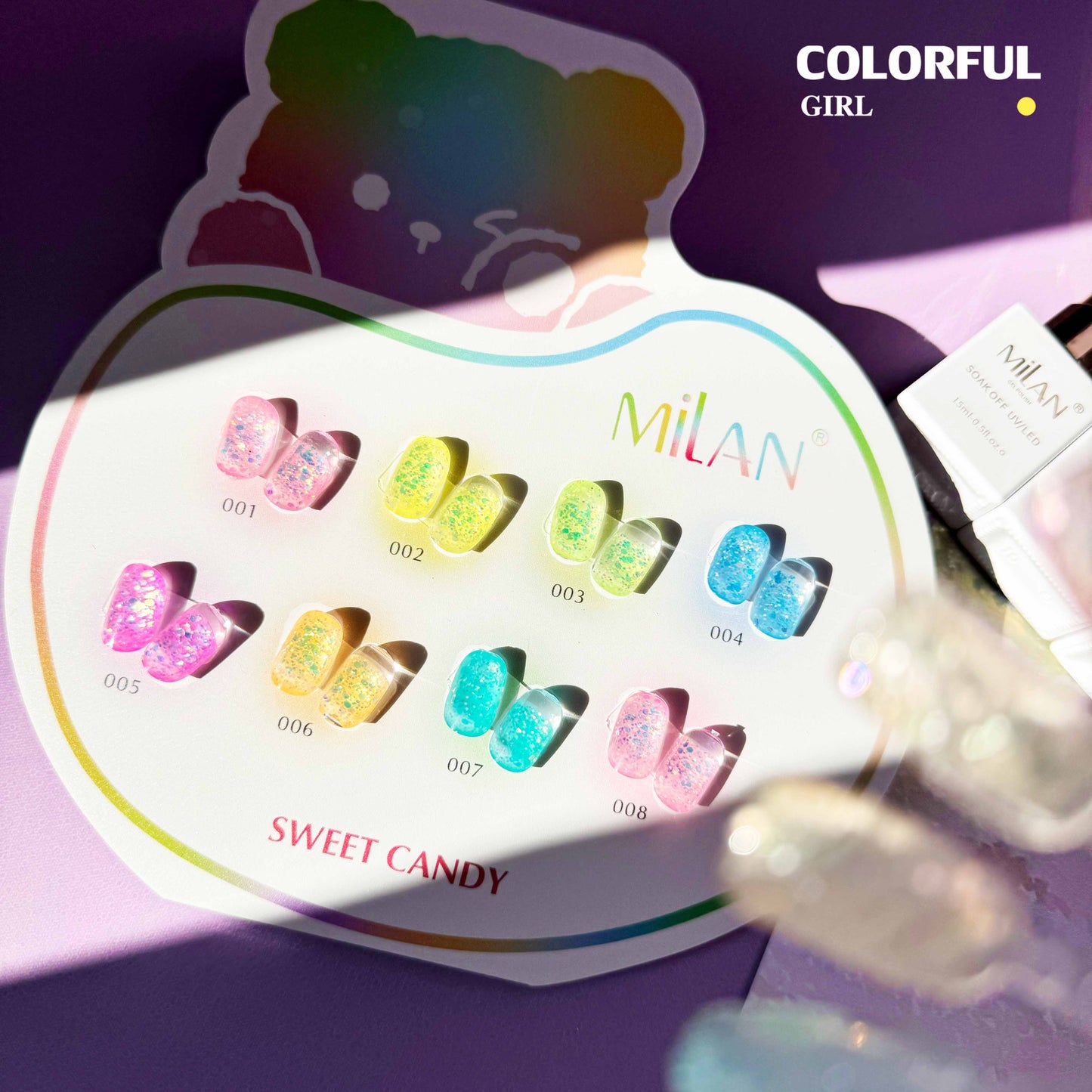 【พร้อมส่ง】สีลูกกวาด milan สีเจลแฟลช 8 สี (milan )สีเจลทาเล็บ สี แถม ชาร์ทสี ยาทาเล็บเจล 15 มล.
