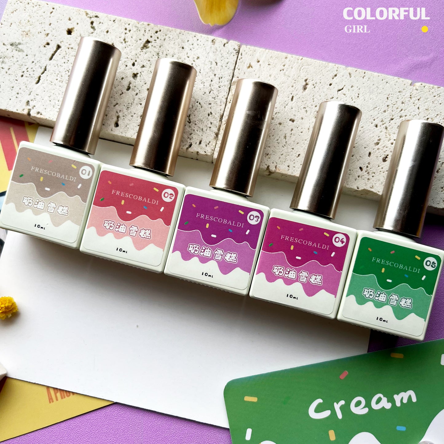 XIAOYING 5 ชุดยาทาเล็บสี เจลกึ่งซึมผ่านได้ยาทาเล็บกาว สีทาเล็บเจล สีเจล10ml 1 กระดาษแข็งเปล่า