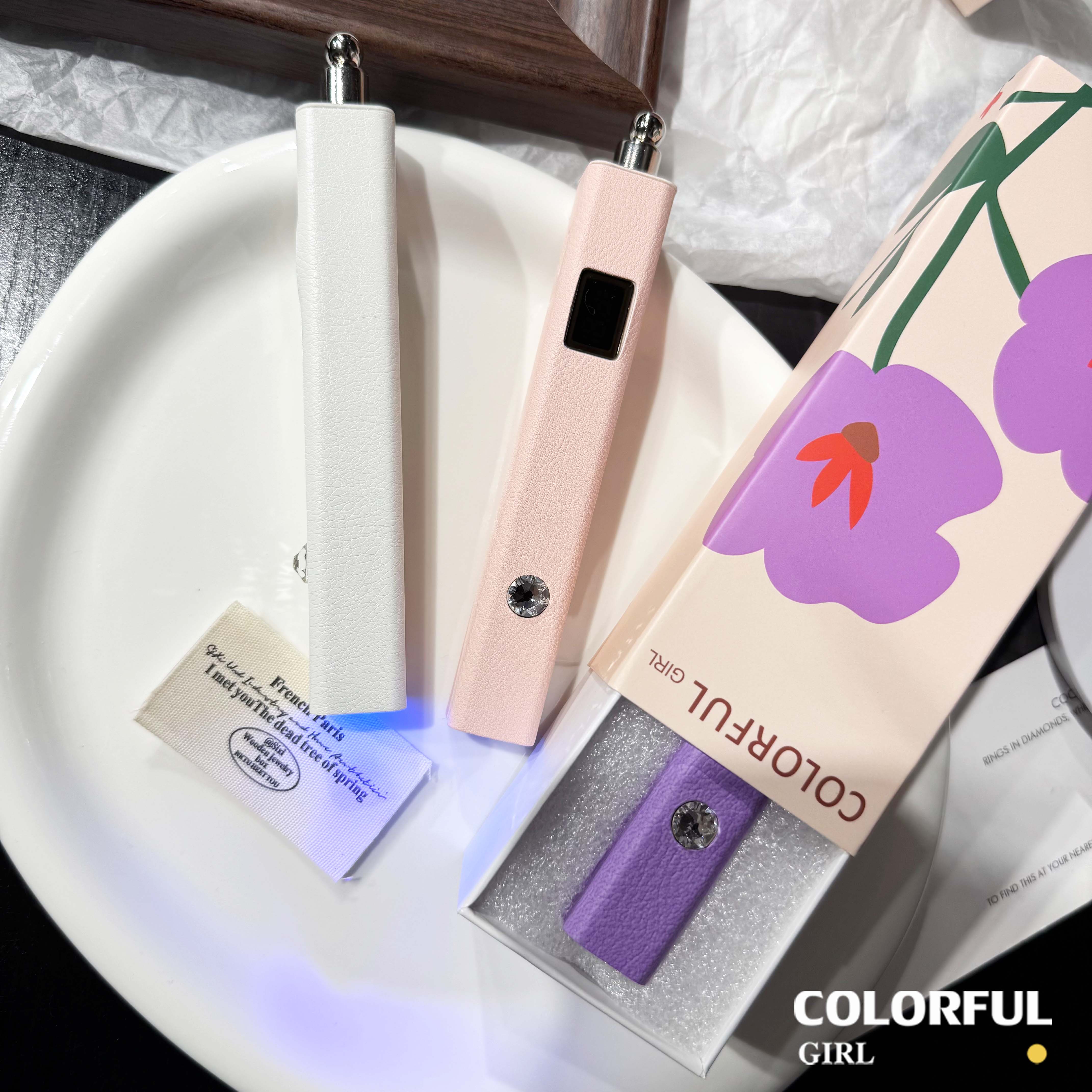 Colorful Girl ไฟล็อคอะไหล่ พร้อมแม่เหล็กดูดแน่น ใช้งานสะดวก ตั้งเวลา 20s/60s แบตฯ 400 mAh 3 W สีขาว / ชมพู / ม่วง