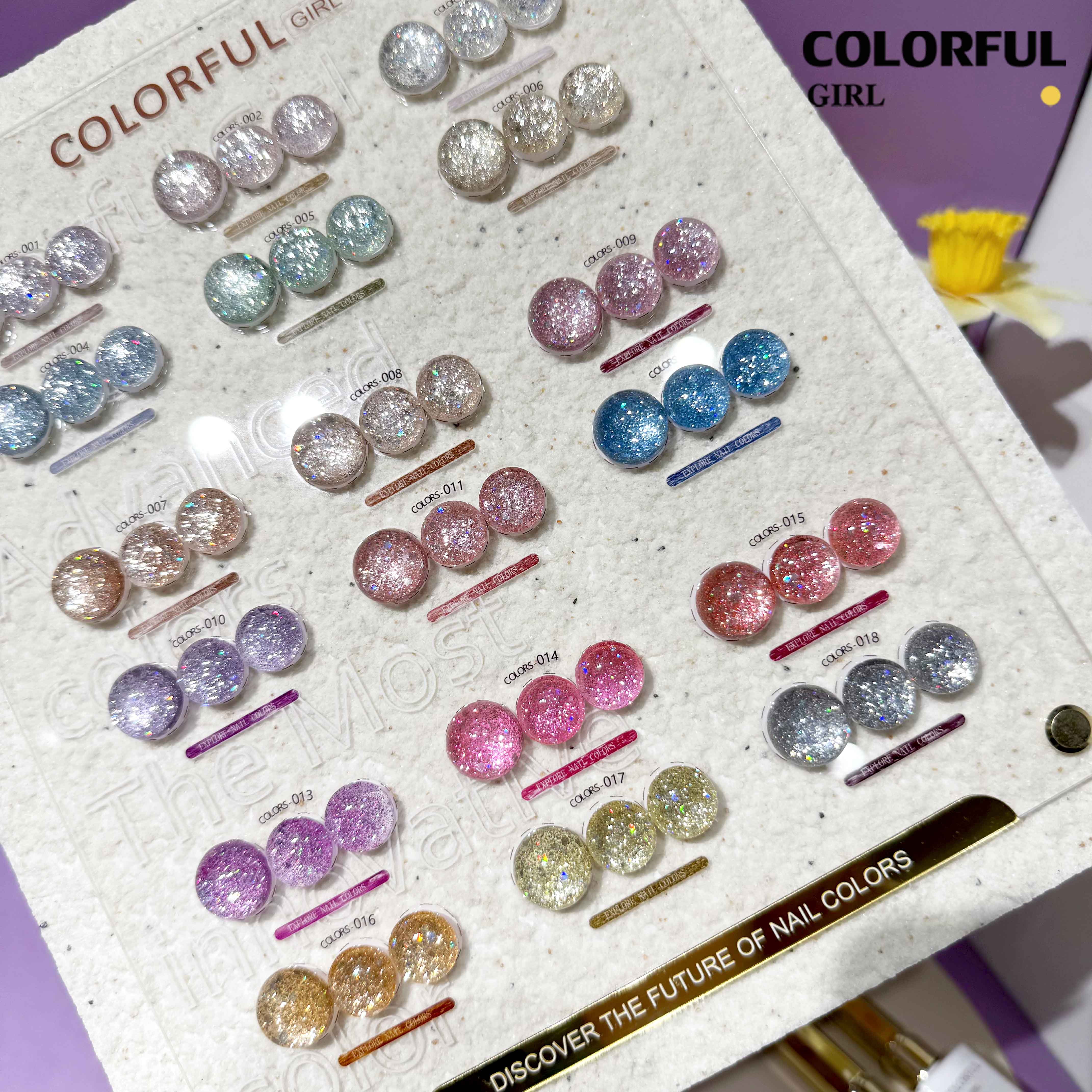 COLORFUL GIRL สีกากเพชร+เลเซอร์แฟลช 18 สี แถมฟรีชาร์ทสี