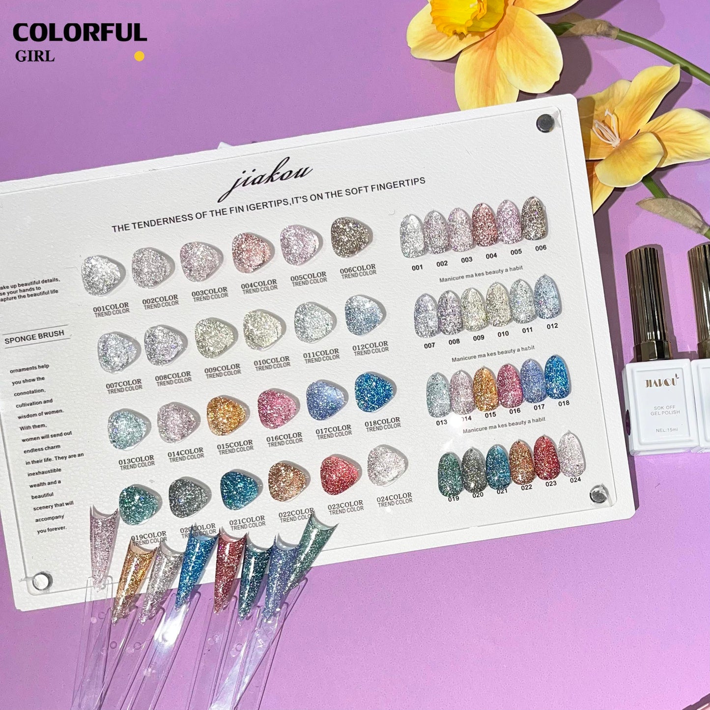 【พร้อมส่ง】JIAKOUสีเจลแฟลช สีทาเล็บเจล 24สี(JIAKOU) สีเจล25สี สีเจลแฟลช แถม ชาร์ทสี (แถม ชาร์ทสี ทามาให้แล้ว)