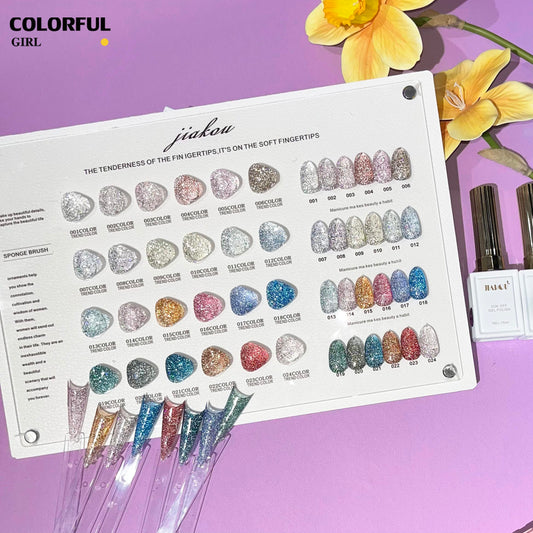 【พร้อมส่ง】JIAKOUสีเจลแฟลช   สีทาเล็บเจล 24สี(JIAKOU) สีเจล25สี สีเจลแฟลช   แถม ชาร์ทสี (แถม ชาร์ทสี ทามาให้แล้ว)