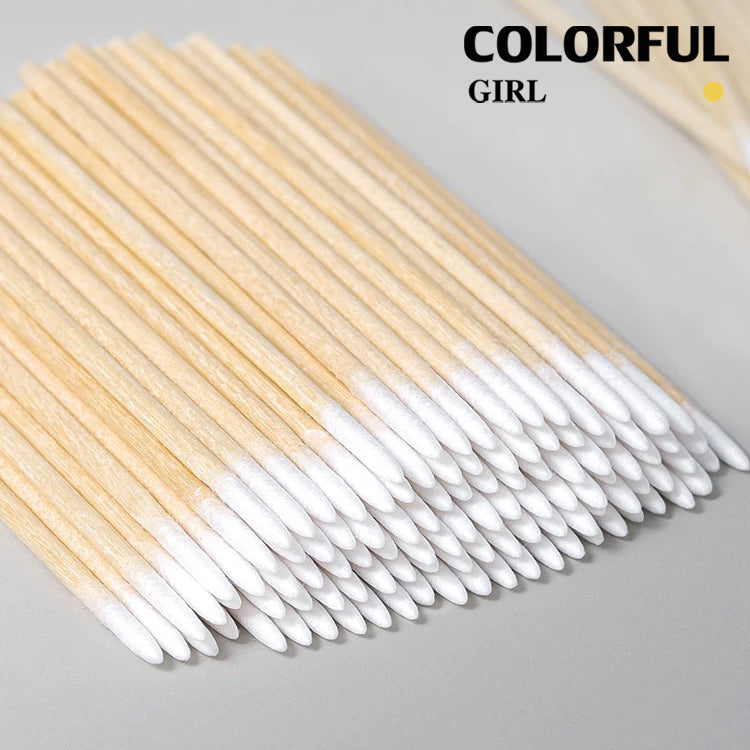 【พร้อมส่ง100 ชิ้นทิ้งเล็บป้องกันการรั่วไหลกาวไม้ Cotton Buds Sticks al เครื่องมือทําความสะอาดใหม่
