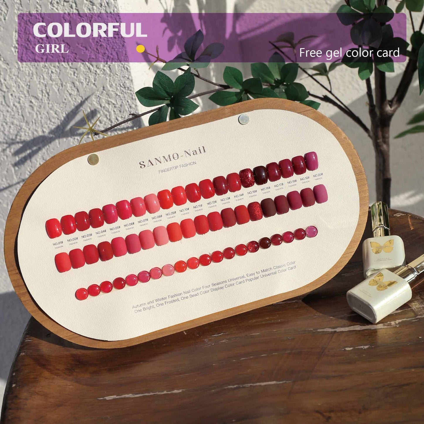 【พร้อมส่ง】20สี ชุดเซ็ตโทนสีแดง สีเจลสีพื้น SANMO สี ( SANMO) สีเจล 20สี แถม ชาร์ทสี