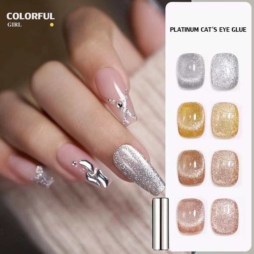【พร้อมส่ง】PLATINUM CAT'S EYE GLUE   JYS 15สี (JIAO YAN SHE) สีเจลแคทอาย แพลตติมันแฟลช / สีลูกแก้ว   แม่เหล็ก เอฟเฟกต์มันเงามาก