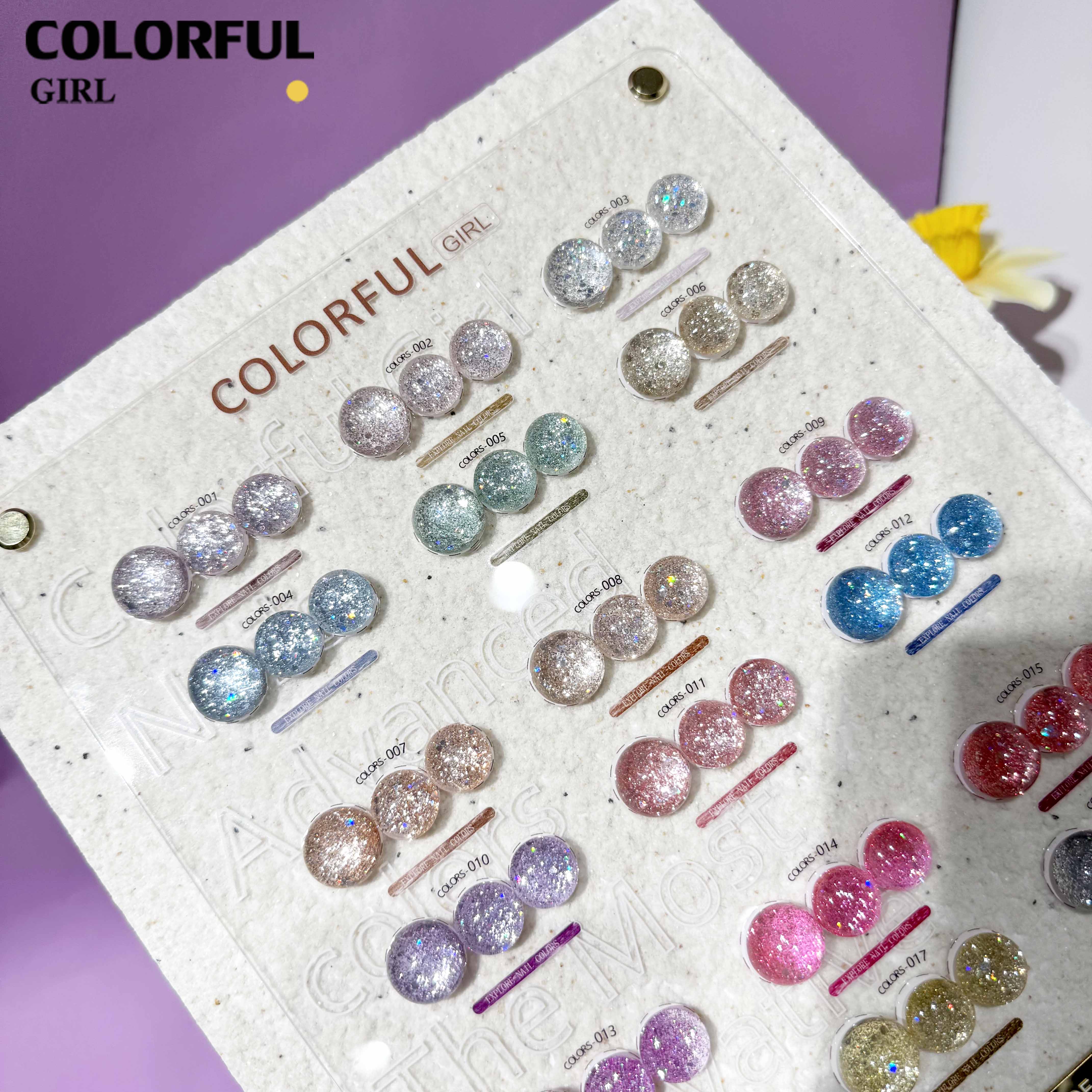 COLORFUL GIRL สีกากเพชร+เลเซอร์แฟลช 18 สี แถมฟรีชาร์ทสี