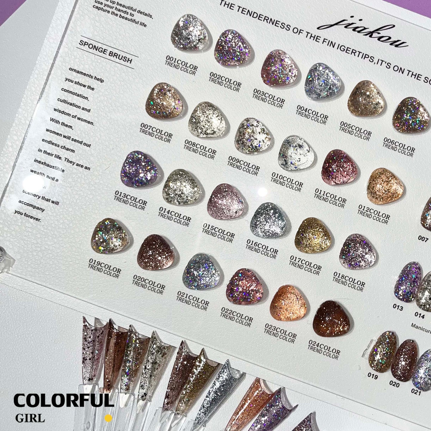 【พร้อมส่ง】สีเจลกากเพชรวิ้งแน่น 24 สี JIAKOU (JIAKOU)สีสวย แถมชาร์ทอะคริลิคสำเร็จรูป (แถม ชาร์ทสี ทามาให้แล้ว)