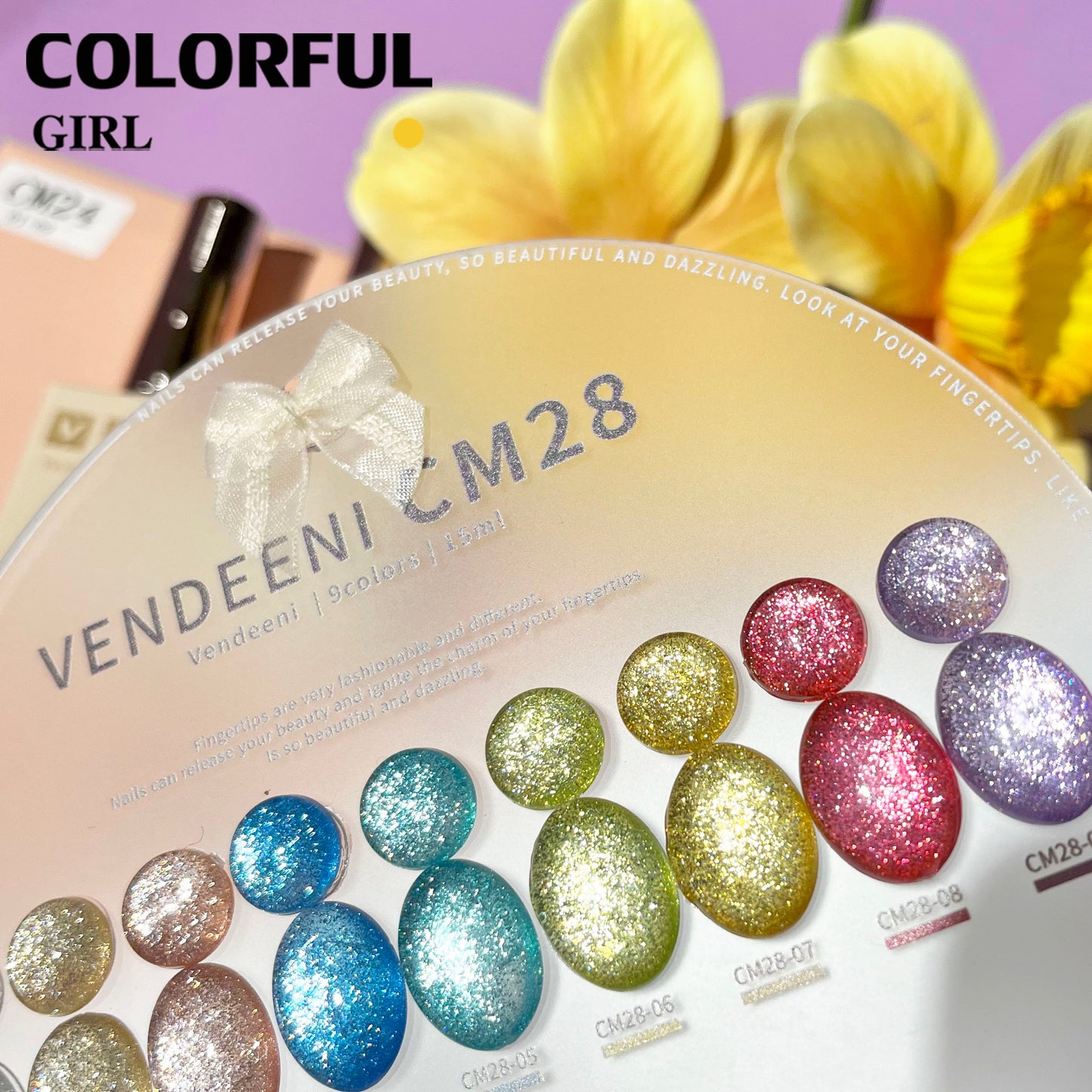 พร้อมส่ง《 VENDEENI VDN-CM28》9สี พร้อมชาร์ทสีค่ะสีแน่นสวยมากเลยนะคะ สีเจลแฟลชกลิตเตอร์ แพลตติมันแฟลช+ประกายออโรร่า กากเพชรชัด แน่น