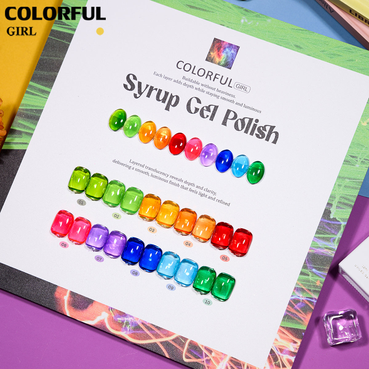 COLORFUL GIRL Top Coat เรืองแสง|1 ขวดใช้ได้กับทุกสี| ขนาด 12 มล. / ลูกแก้ว / แฟลช