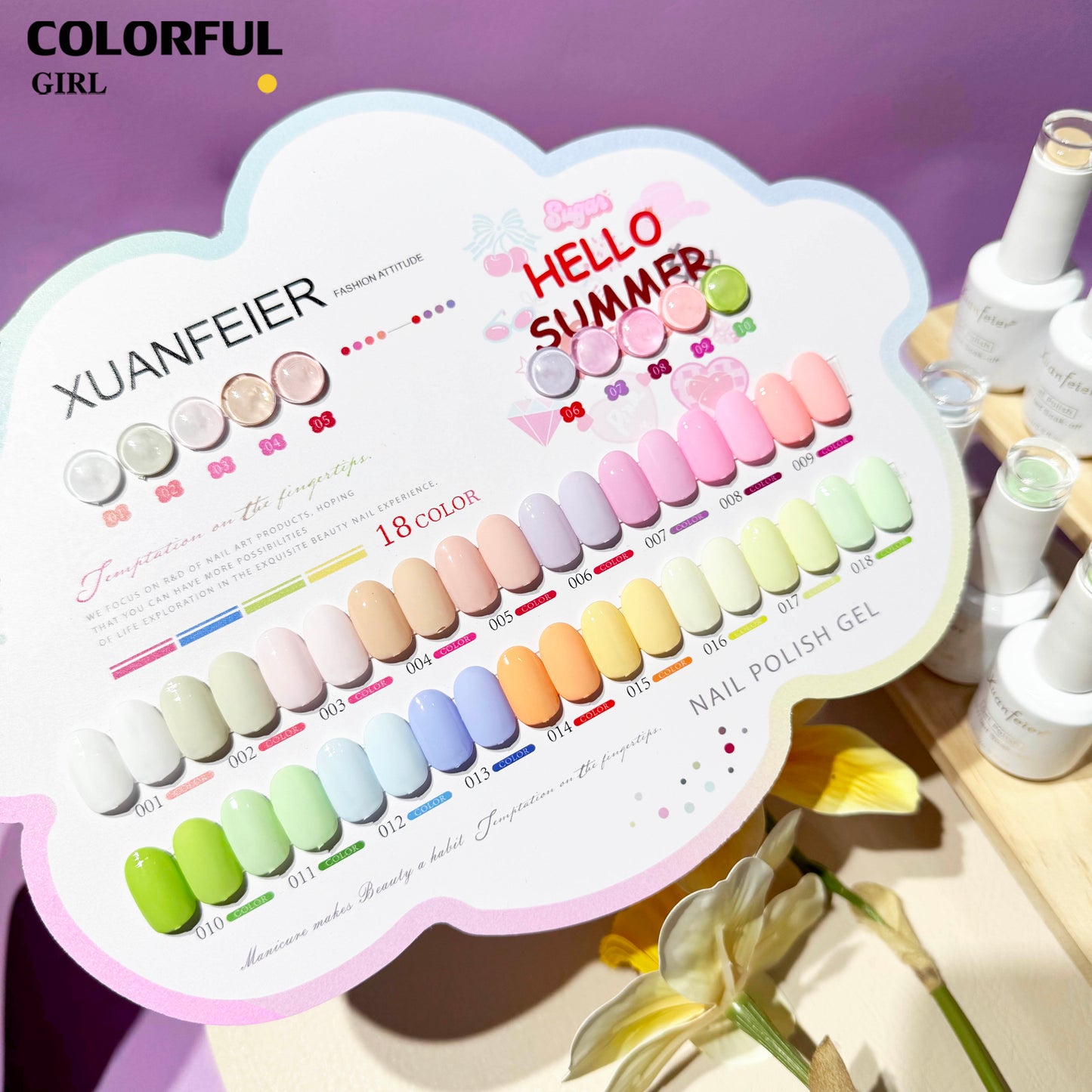 สีเจล XUANFEIER New🎉 มาใหม่18สีพาสเทลพร้อมส่งXUANFEIER มาใหม่18สีพาสเทลพร้อมส่งXUANFEIER มาใหม่18สี แถมชาร์ทสี น่ารัก