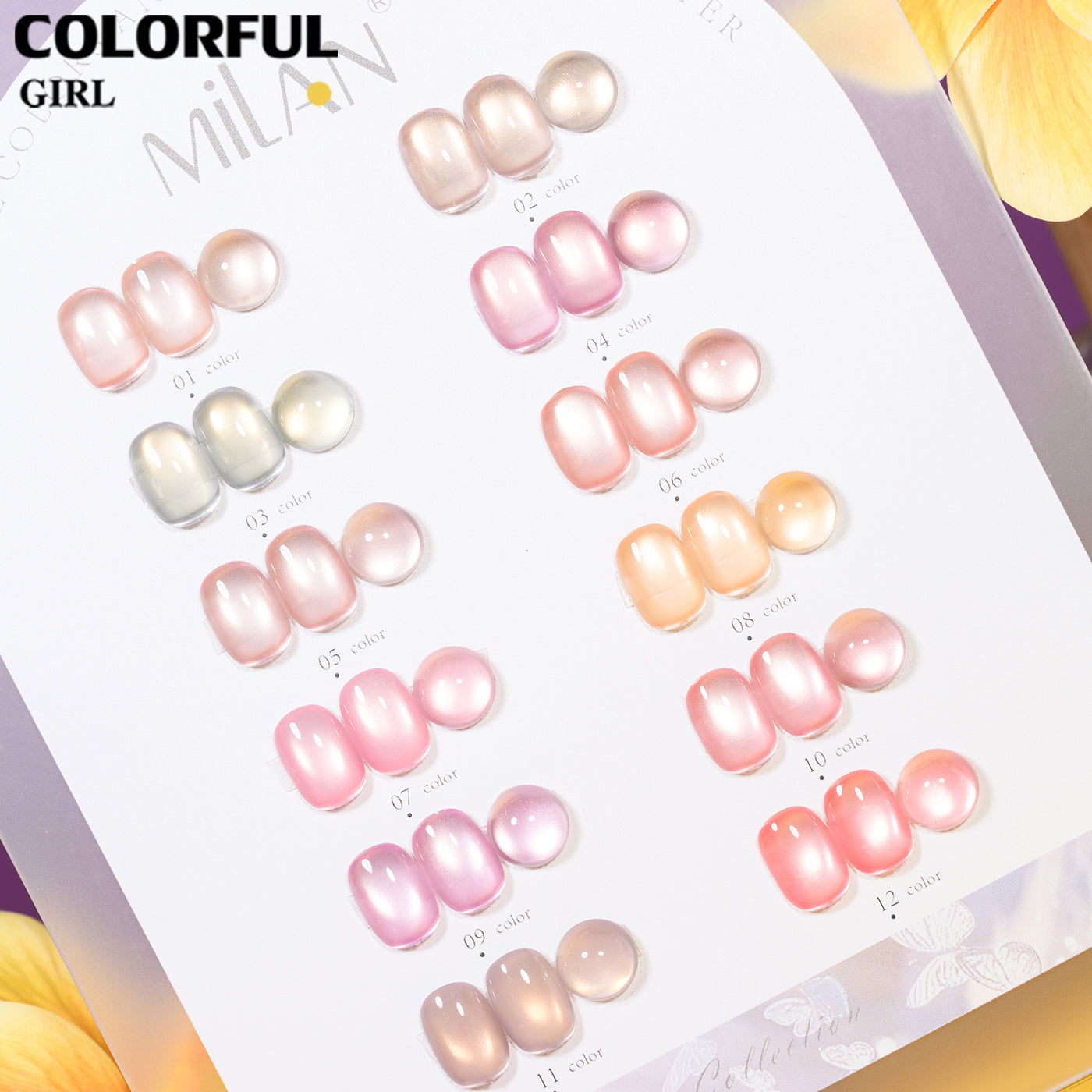 เจลเล็บ MILAN Cat Eye 12 สี | คอลเลกชัน Spring Flower M01-M08 | โทนสุภาพ หวานละมุน | เซ็ตเดียวครบทุกสไตล์ซัมเมอร์ เจลตาแมว + สีเจลแคทอายเนื้อซาติน (ทามาให้แล้ว พร้อมใช้งาน)