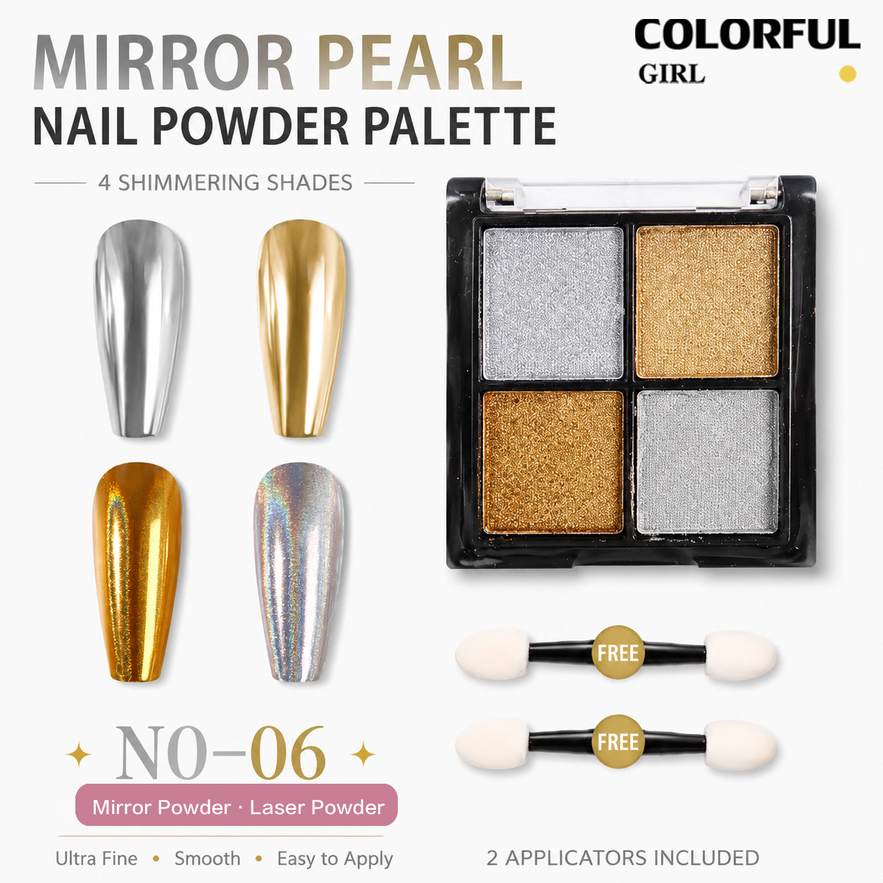 ผงกระจกวิเศษโซลิด 6 สี /4 สี ✨|Mirror Powder / Aurora Powder / Laser Powder|ผงขัดเล็บไทเทเนียม เม็ดสีโครเมียมเปลี่ยนสี|เอฟเฟกต์แวววาวหรูหรา