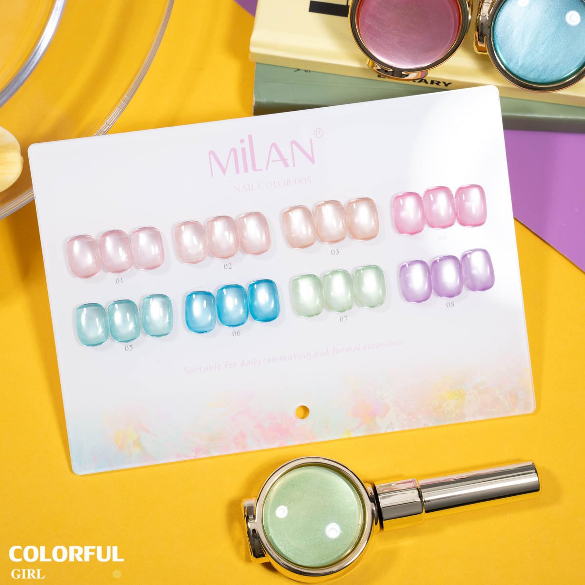 เจลเล็บ MILAN Cat Eye 8 สี สีเจลแคทอาย |โทนสุภาพ หวานละมุน | เจลแม่เหล็กตาแมว | สีชัด ติดทนนาน สำหรับงานเล็บมืออาชีพ | สร้างเอฟเฟกต์แสงได้ทันที (ทามาให้แล้ว พร้อมใช้งาน)สีเจลแคทอาย
