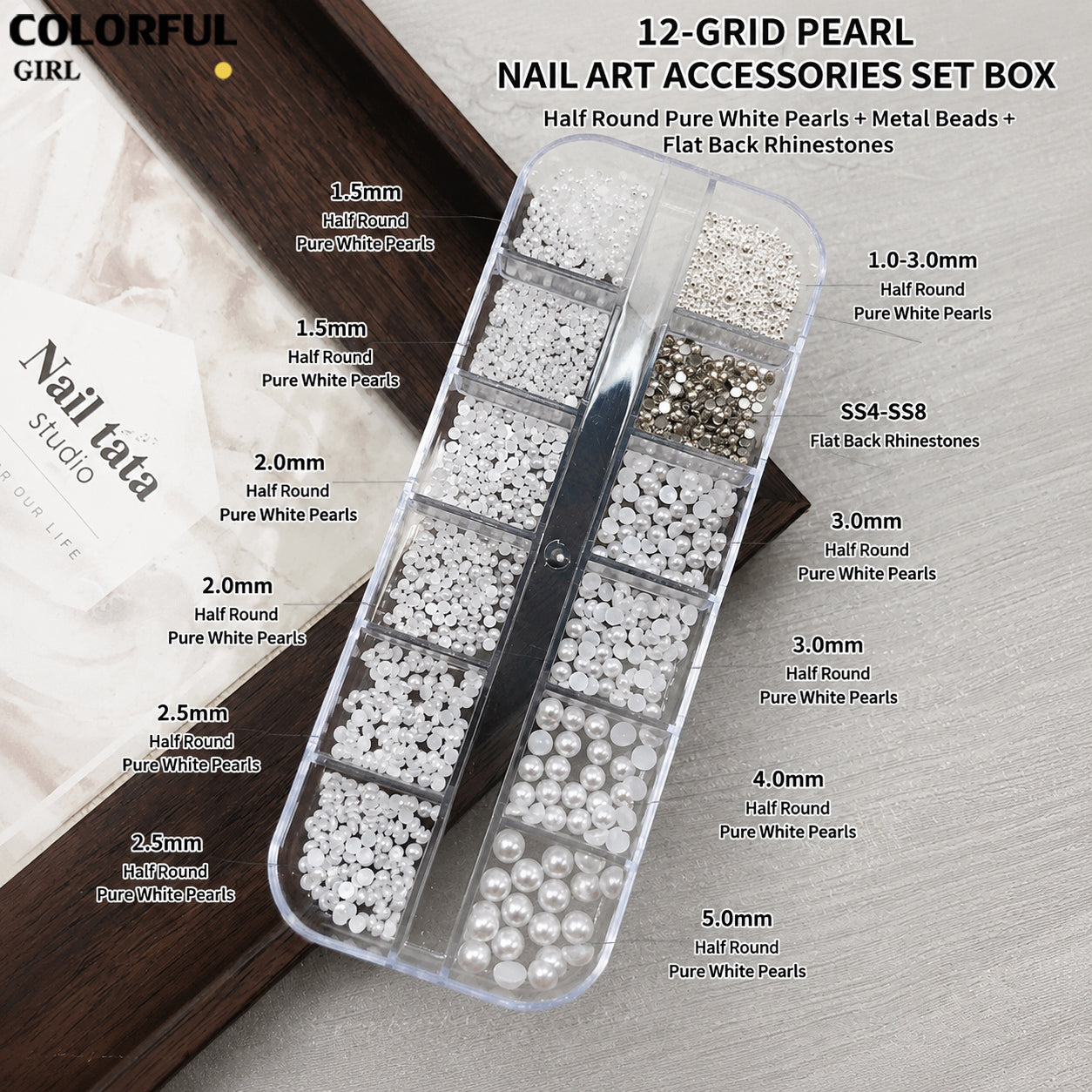 "🔥มุกตกแต่งเล็บ|มุกสีขาว มุกสีงา มุกออโรร่าเล่นแสง|มุกครึ่งซีกคละขนาด|อะไหล่ตกแต่งเล็บลายดอกกุหลาบ / เชอร์รี่|เพิ่มความน่ารักให้เล็บเจล|อุปกรณ์แต่งเล็บ DIY|ตกแต่งเล็บแบบ 3D หรูหรา "