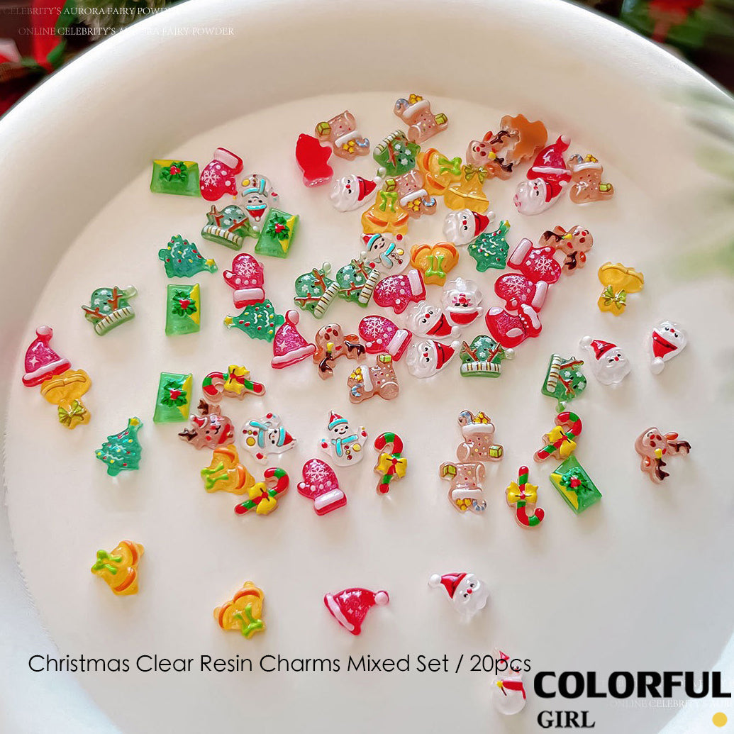 Christmas Nail Art Set DIY 🎄 ชุดตกแต่งเล็บคริสต์มาส | Premium 3D Nail Charms & Stickers | Snowflake Santa Christmas Tree Nail Accessories | Holiday DIY Nail Decoration Collection