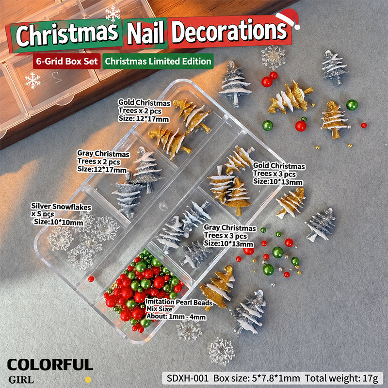 Christmas Nail Art Set DIY 🎄 ชุดตกแต่งเล็บคริสต์มาส | Premium 3D Nail Charms & Stickers | Snowflake Santa Christmas Tree Nail Accessories | Holiday DIY Nail Decoration Collection