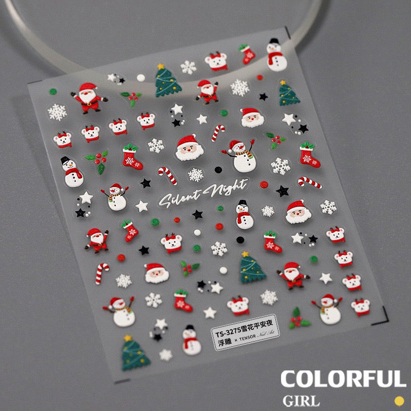 Christmas Nail Art Set DIY 🎄 ชุดตกแต่งเล็บคริสต์มาส | Premium 3D Nail Charms & Stickers | Snowflake Santa Christmas Tree Nail Accessories | Holiday DIY Nail Decoration Collection