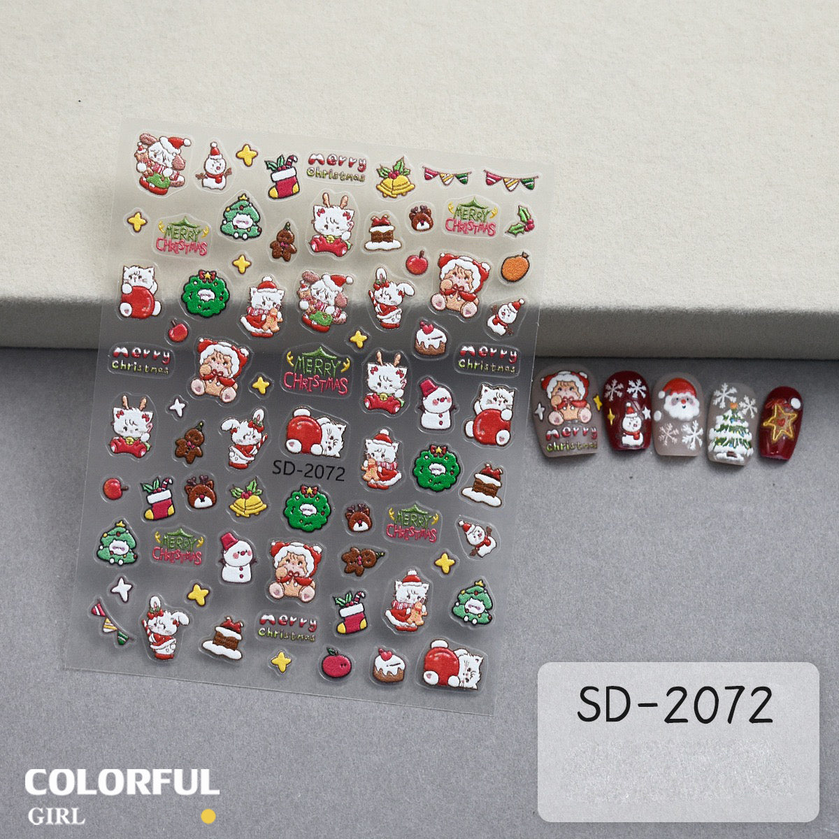 Christmas Nail Art Set DIY 🎄 ชุดตกแต่งเล็บคริสต์มาส | Premium 3D Nail Charms & Stickers | Snowflake Santa Christmas Tree Nail Accessories | Holiday DIY Nail Decoration Collection
