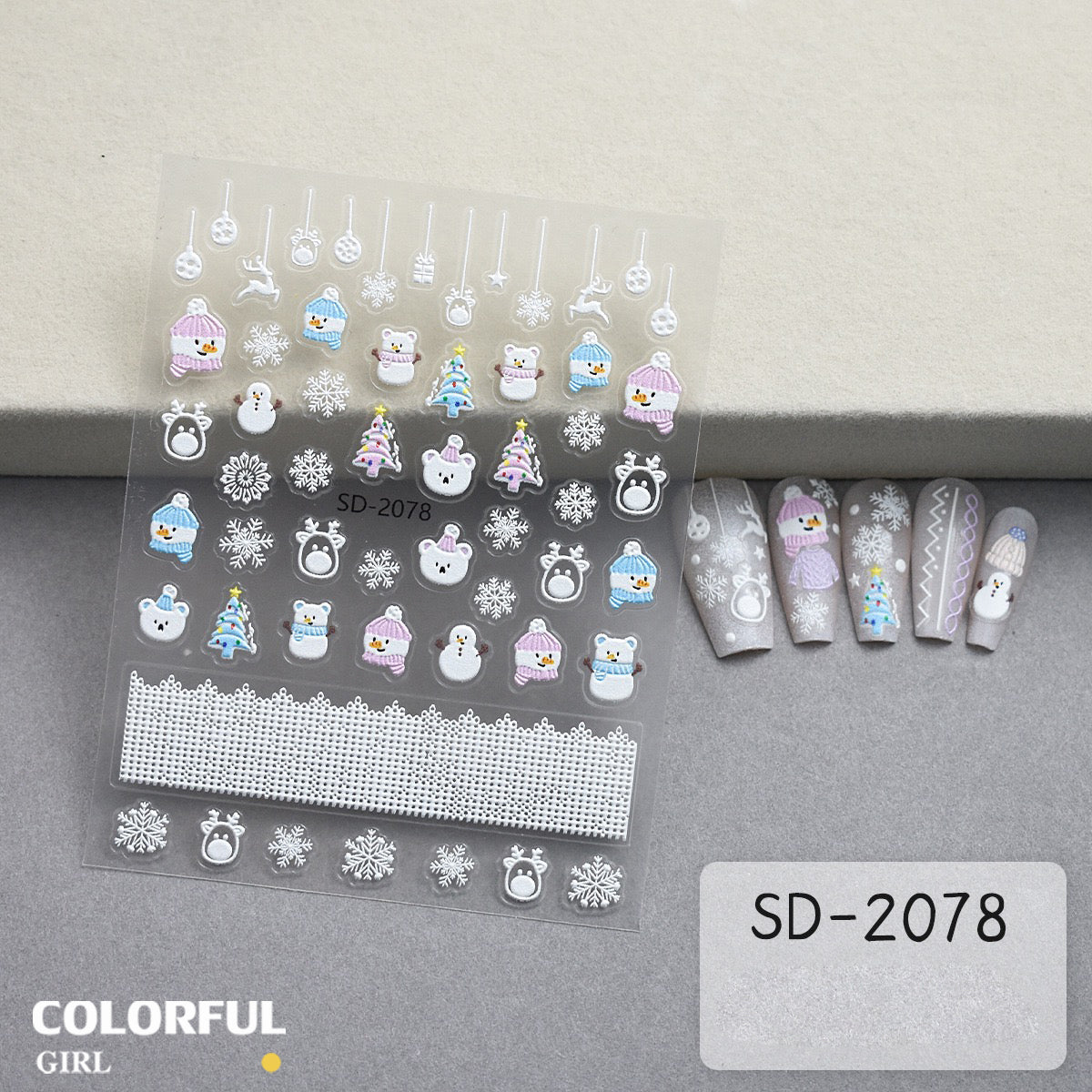 Christmas Nail Art Set DIY 🎄 ชุดตกแต่งเล็บคริสต์มาส | Premium 3D Nail Charms & Stickers | Snowflake Santa Christmas Tree Nail Accessories | Holiday DIY Nail Decoration Collection