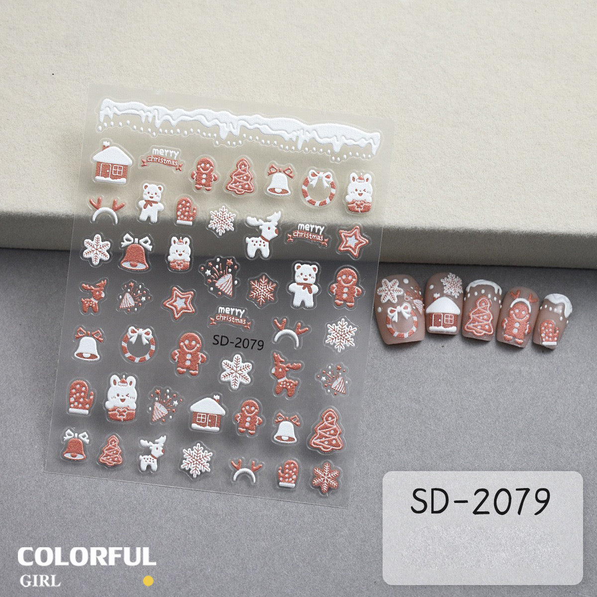 Christmas Nail Art Set DIY 🎄 ชุดตกแต่งเล็บคริสต์มาส | Premium 3D Nail Charms & Stickers | Snowflake Santa Christmas Tree Nail Accessories | Holiday DIY Nail Decoration Collection